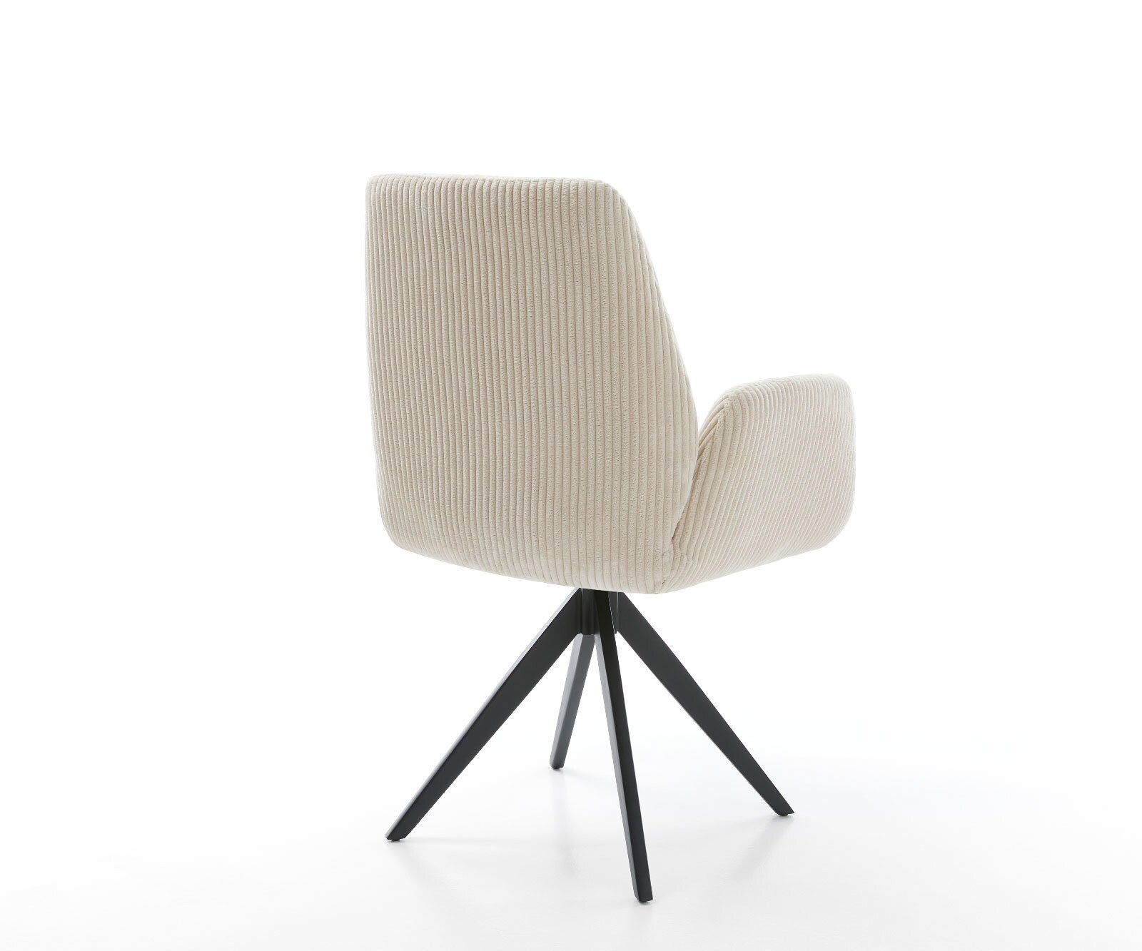 Chaise-de-salle-à-manger Zoa-Flex côtelé beige vintage pied croisé angulaire noir ressorts ensachés 4