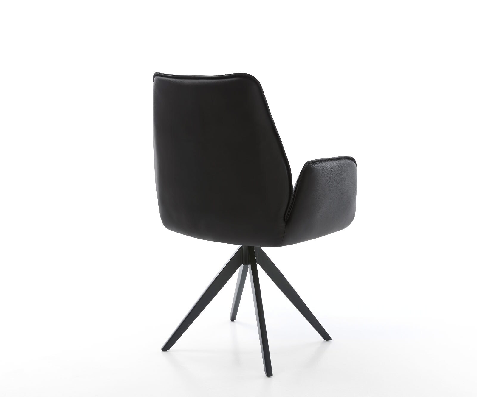 Chaise-de-salle-à-manger Zoa-Flex cuir de vache noir pied croisé angulaire noir ressorts ensachés 4 Chaise-de-salle-à-manger Zoa-Flex cuir de vache noir pied croisé angulaire noir ressorts ensachés 4