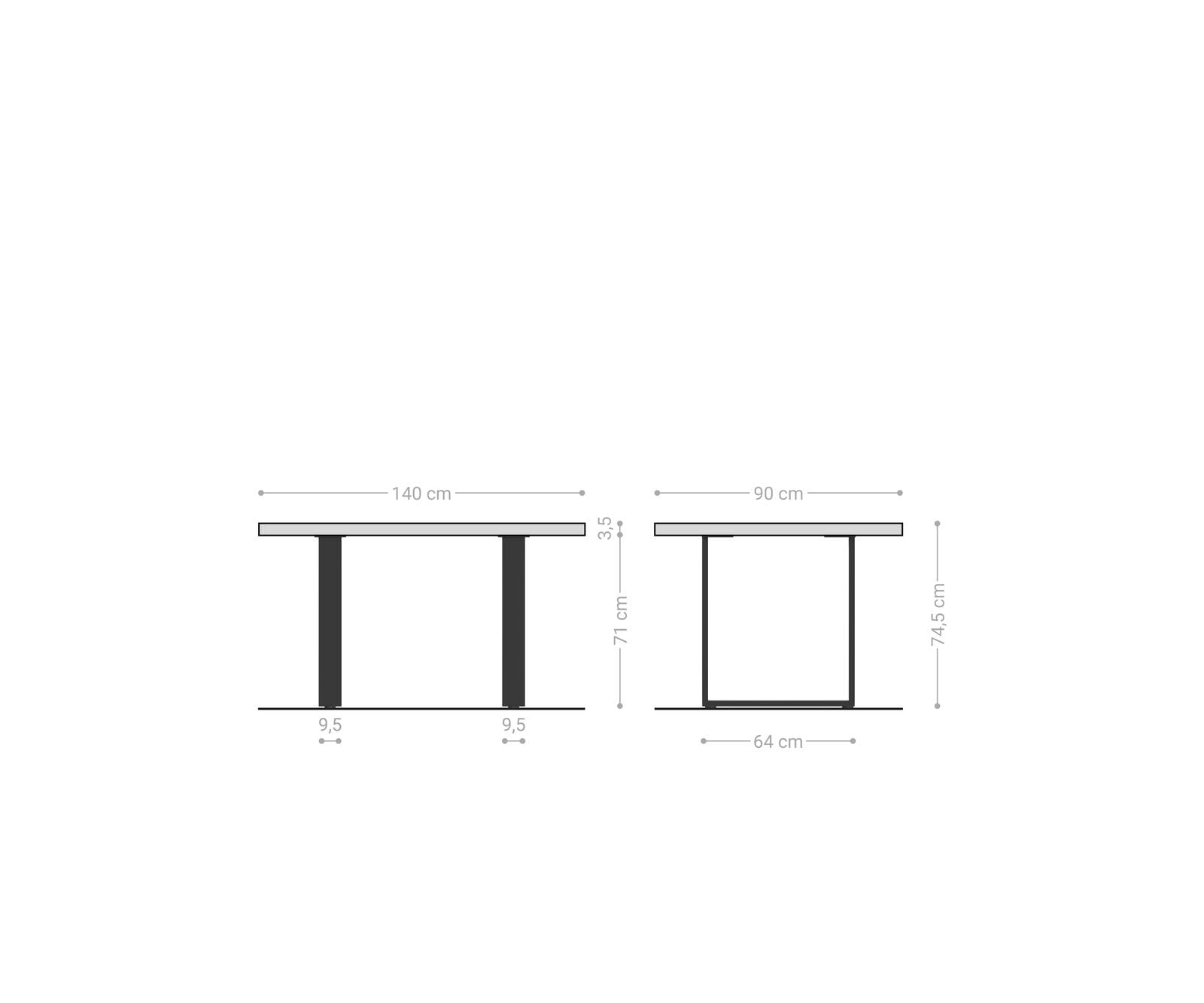 Table-à-manger Edge 140x90 acacia nature acier inoxydable mince Live-Edge 6 Table-à-manger Edge 140x90 acacia nature acier inoxydable mince Live-Edge 6