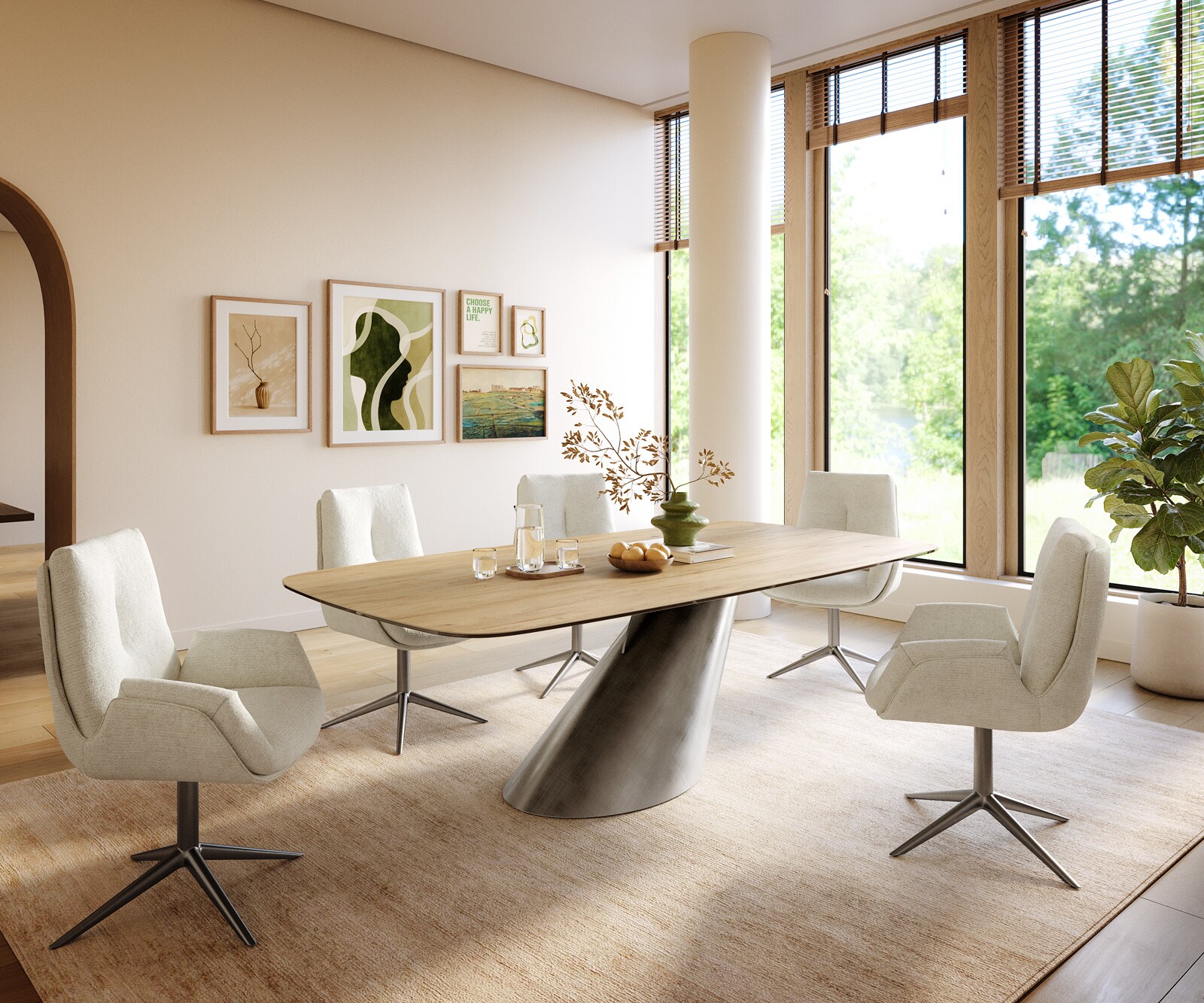 Table à manger Edge Boot 240x120 cm Céramique Laminam® Sabbia Eichefarbig Cono Métalic Argent 5