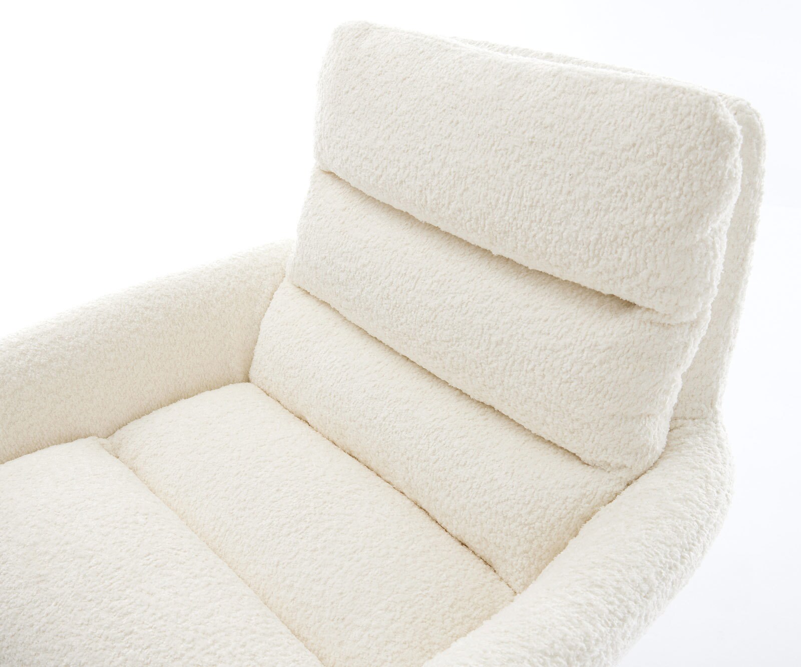 Chaise-de-salle-à-manger Abelia-Flex avec accoudoirs bouclé blanc pied croisé conique acier inoxydable brossé 3 Chaise-de-salle-à-manger Abelia-Flex avec accoudoirs bouclé blanc pied croisé conique acier inoxydable brossé 3