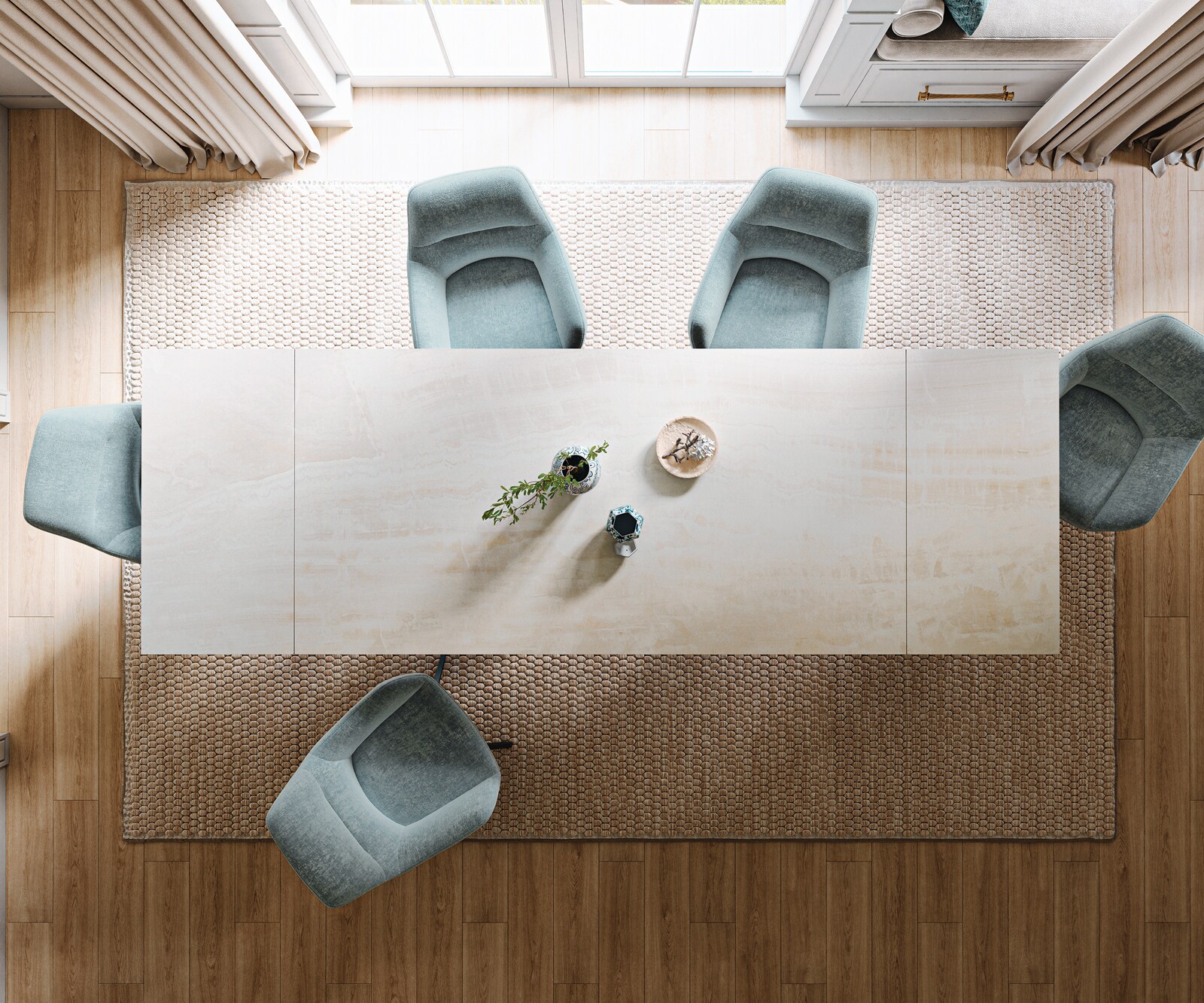 Table à manger extensible Edge 200-300x100 cm céramique Onyx Champagne Infinity métal noir 5