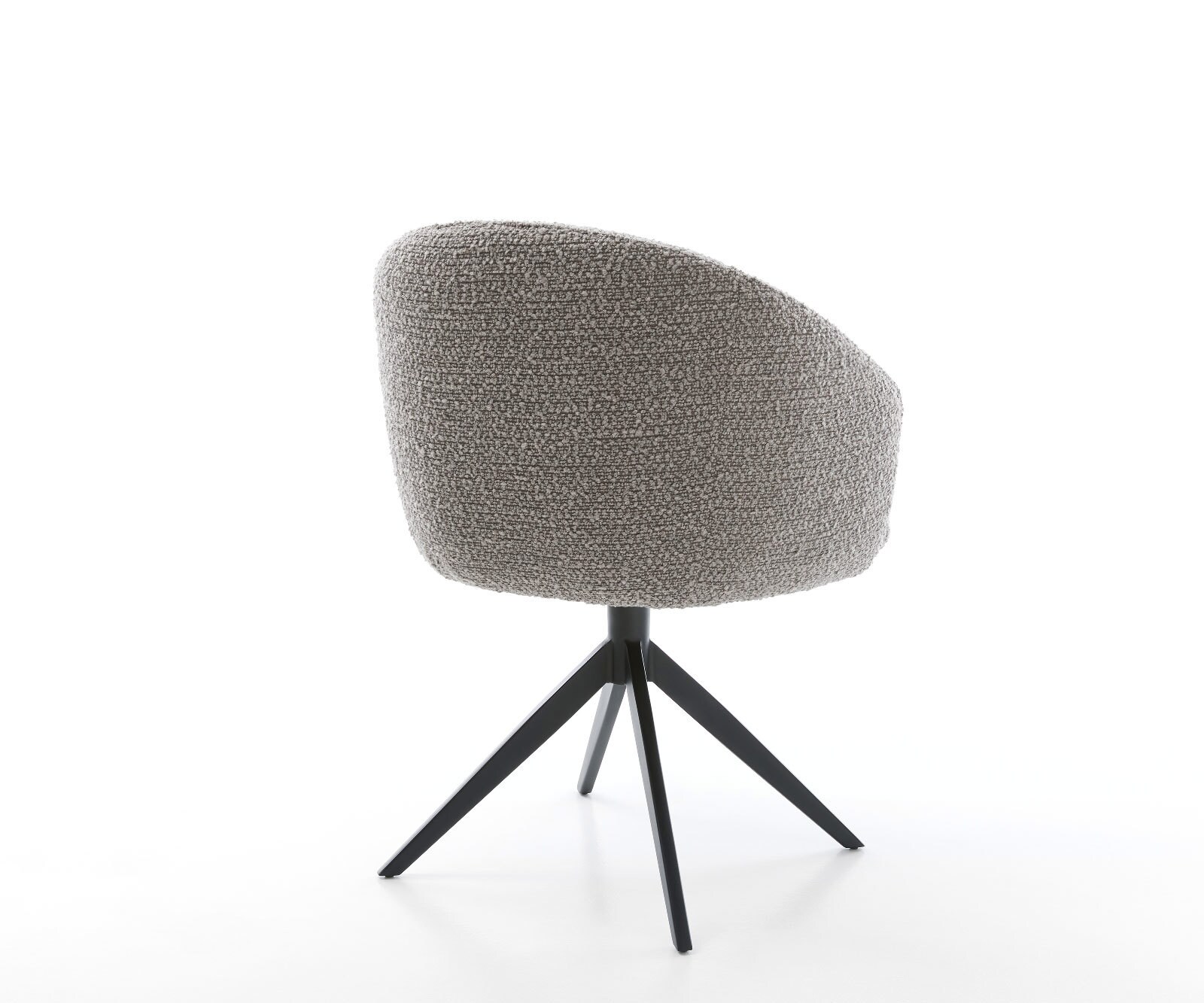 Chaise-pivotante Caja-Flex avec accoudoirs bouclé gris argenté pied croisé large noir pivotement sur 360° ressorts ensachés 4