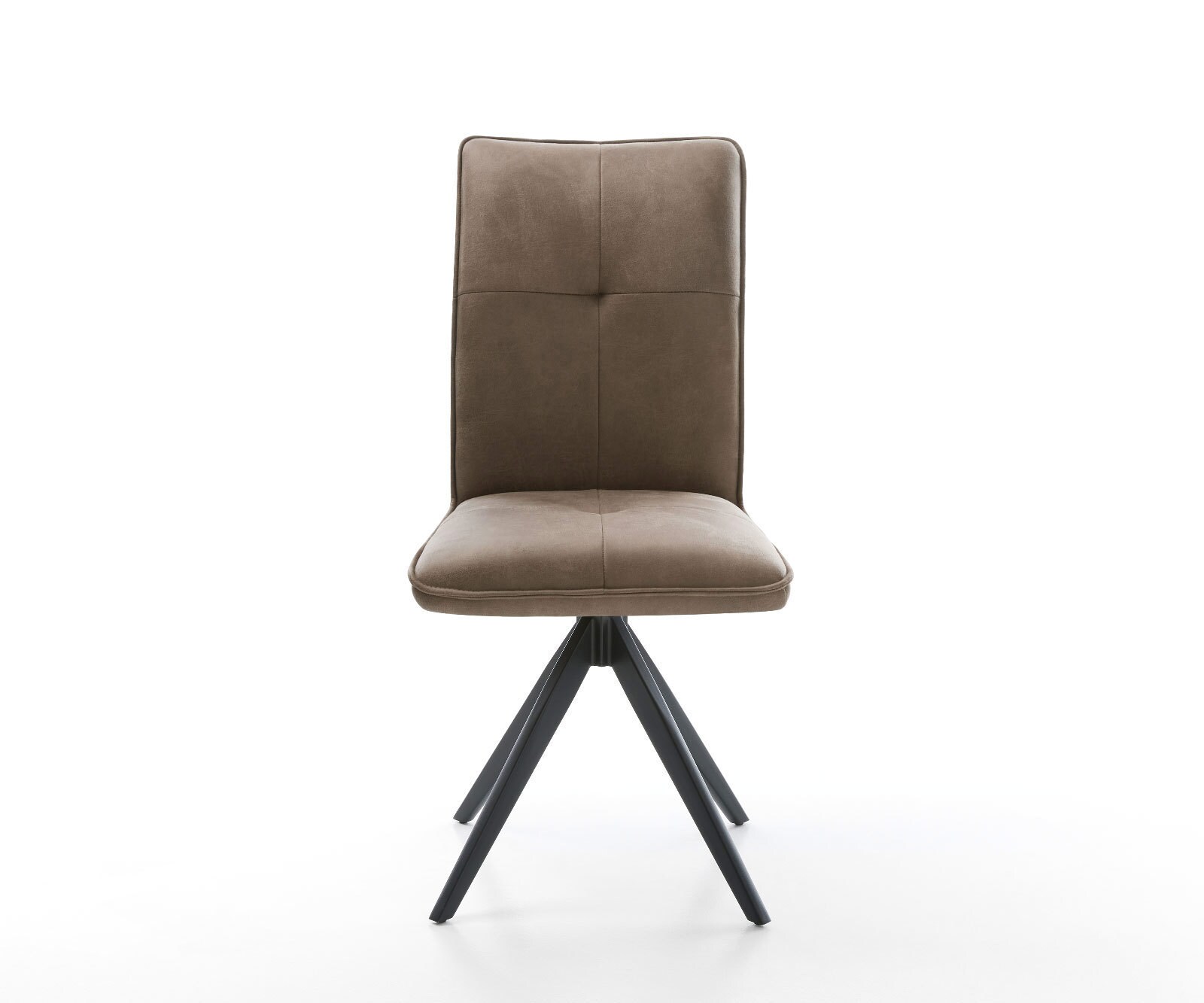 Chaise-de-salle-à-manger Maddy-Flex microvelours taupe vintage pied croisé angulaire noir 1 Chaise-de-salle-à-manger Maddy-Flex microvelours taupe vintage pied croisé angulaire noir 1