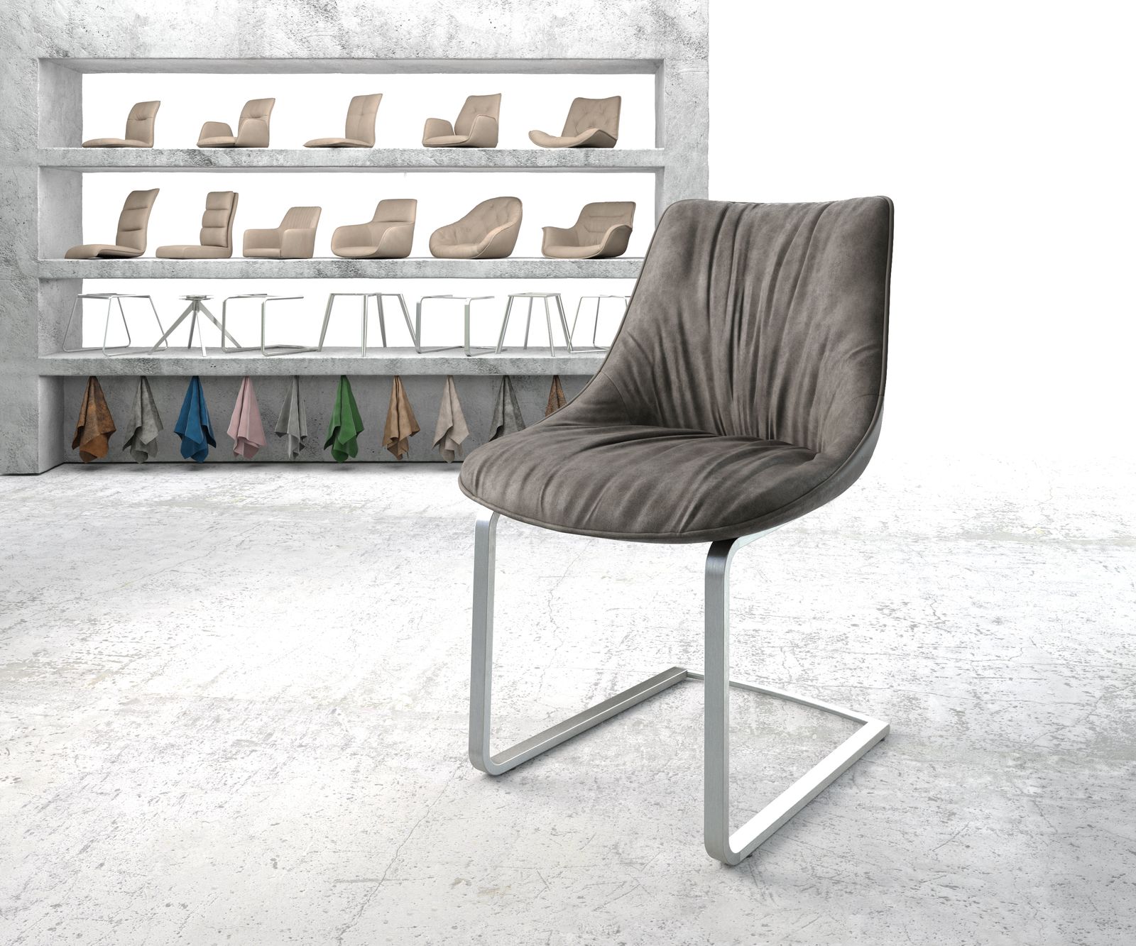 Cantilever Elda-Flex anthracite vintage cantilever plat acier inoxydable 1