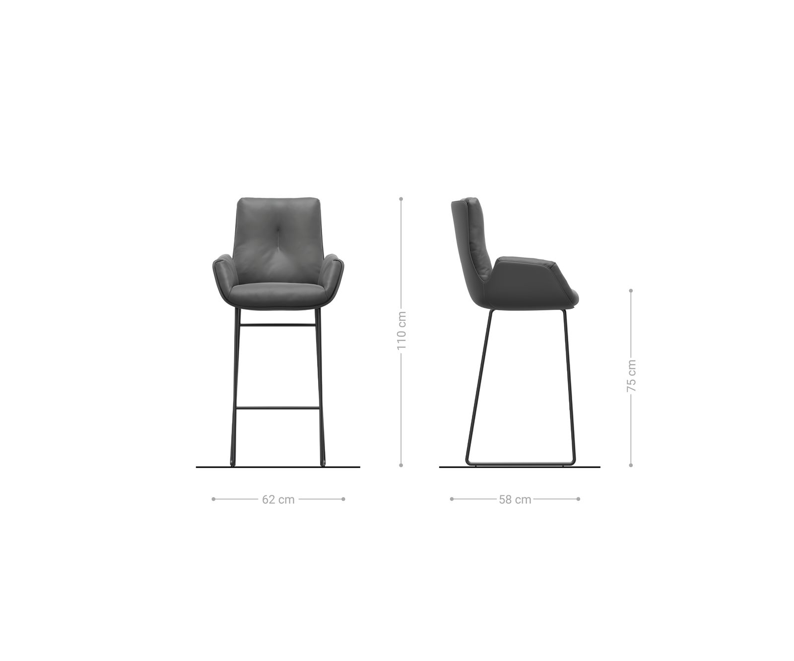 Chaise-de-bar Clea-Flex mélange de matériaux boue piétement traîneau métal ressorts ensachés 5