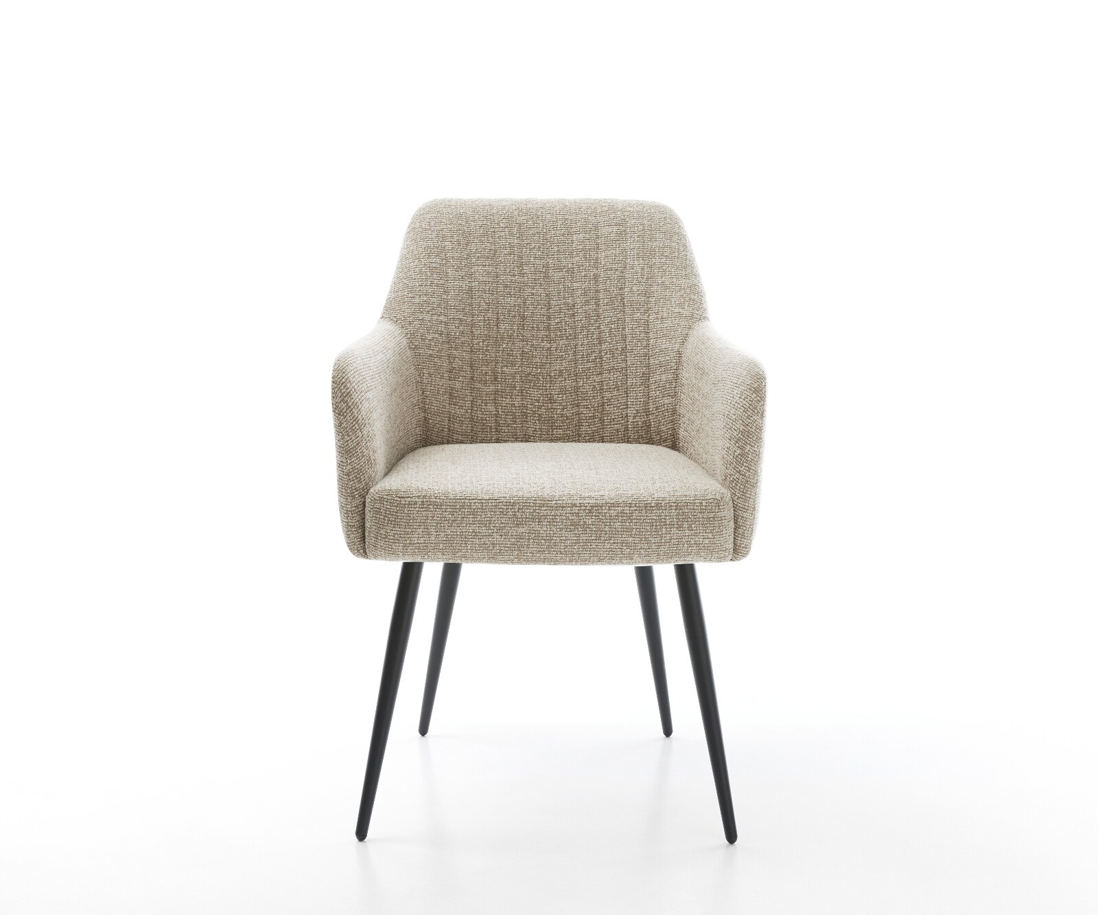 Chaise-de-salle-à-manger Greg-Flex tissu tissé doux beige 4 pieds coniques noir resorts ensachés 1
