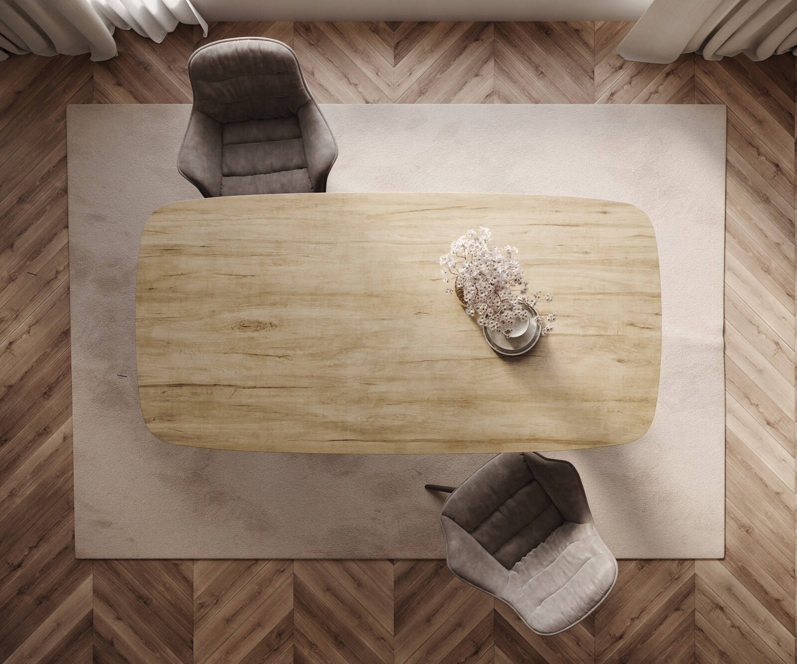 Table à manger Edge Boot 200x100 céramique Laminam® Sabbia chêne coloré cadre en W métal noir 6