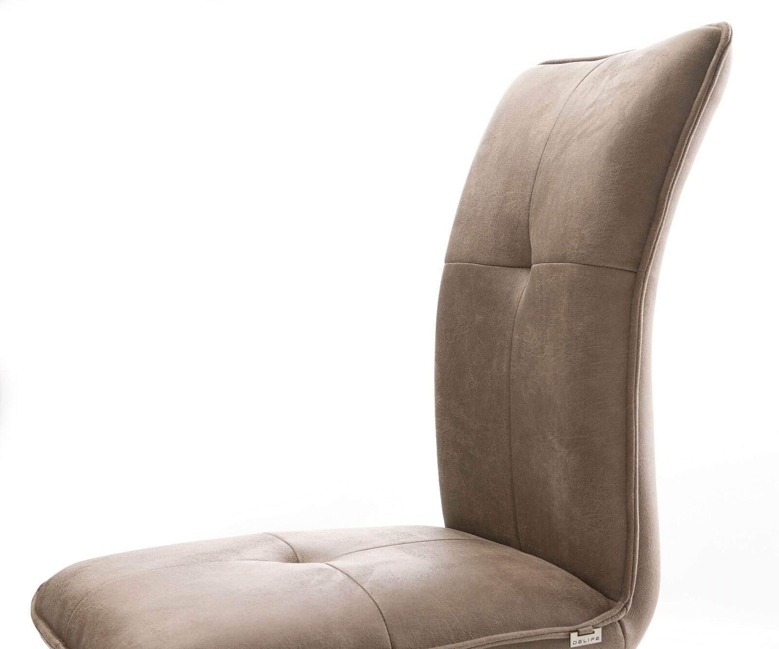 Chaise-pivotante Maddy-Flex microvelours taupe vintage pied croisé large acier inoxydable brossé pivotement sur 360° fonction bascule 3