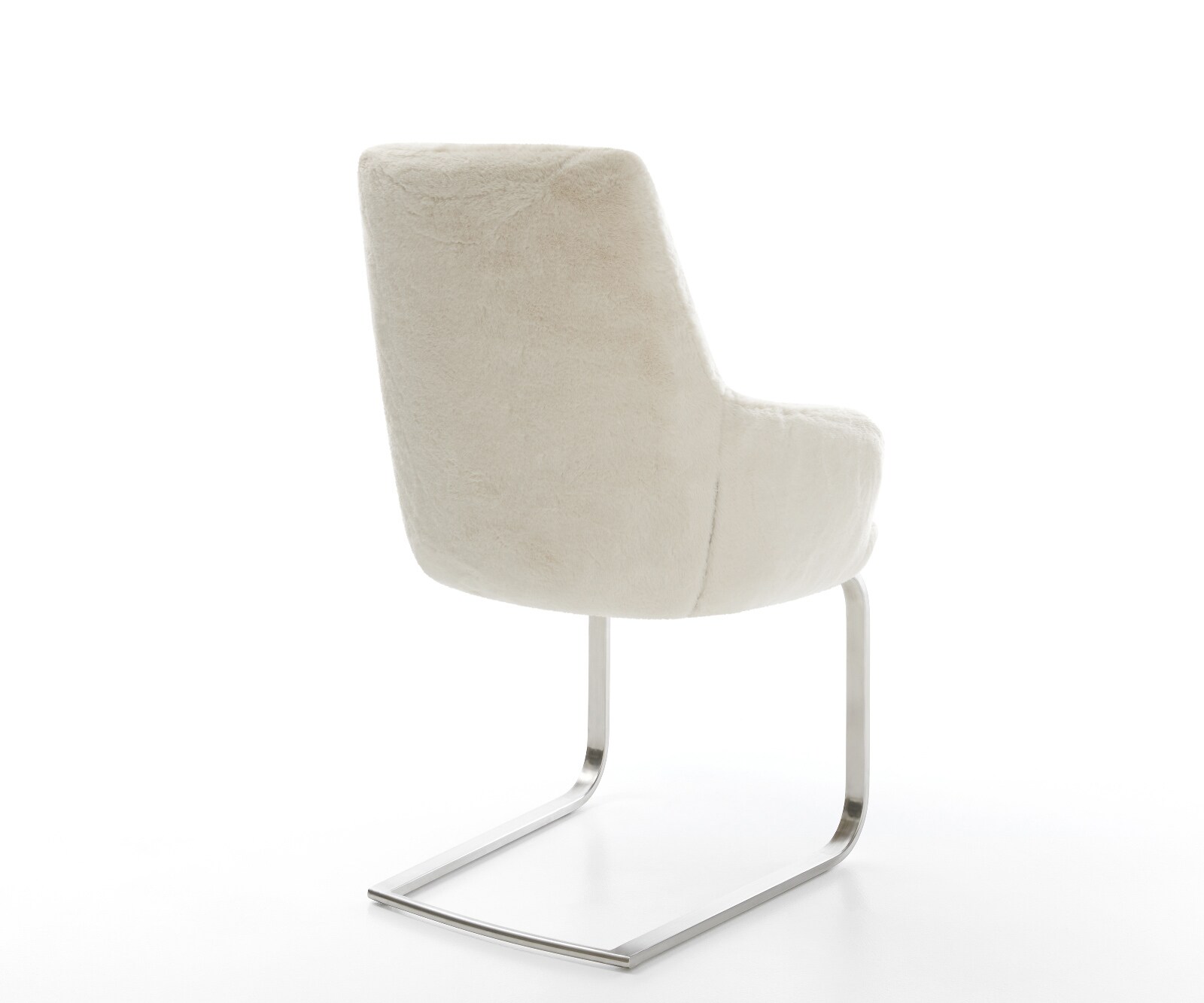 Cantilever Zelia-Flex avec accoudoirs peluche crème-blanc pied cantilever plat acier inoxydable ressorts ensachés 5