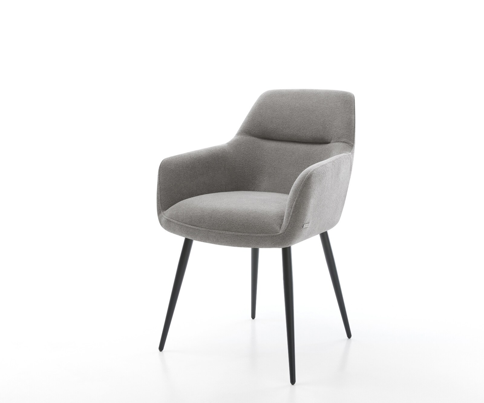 Chaise-de-salle-à-manger Pejo-Flex tissu structuré doux gris 4 pieds coniques noir resorts ensachés 1