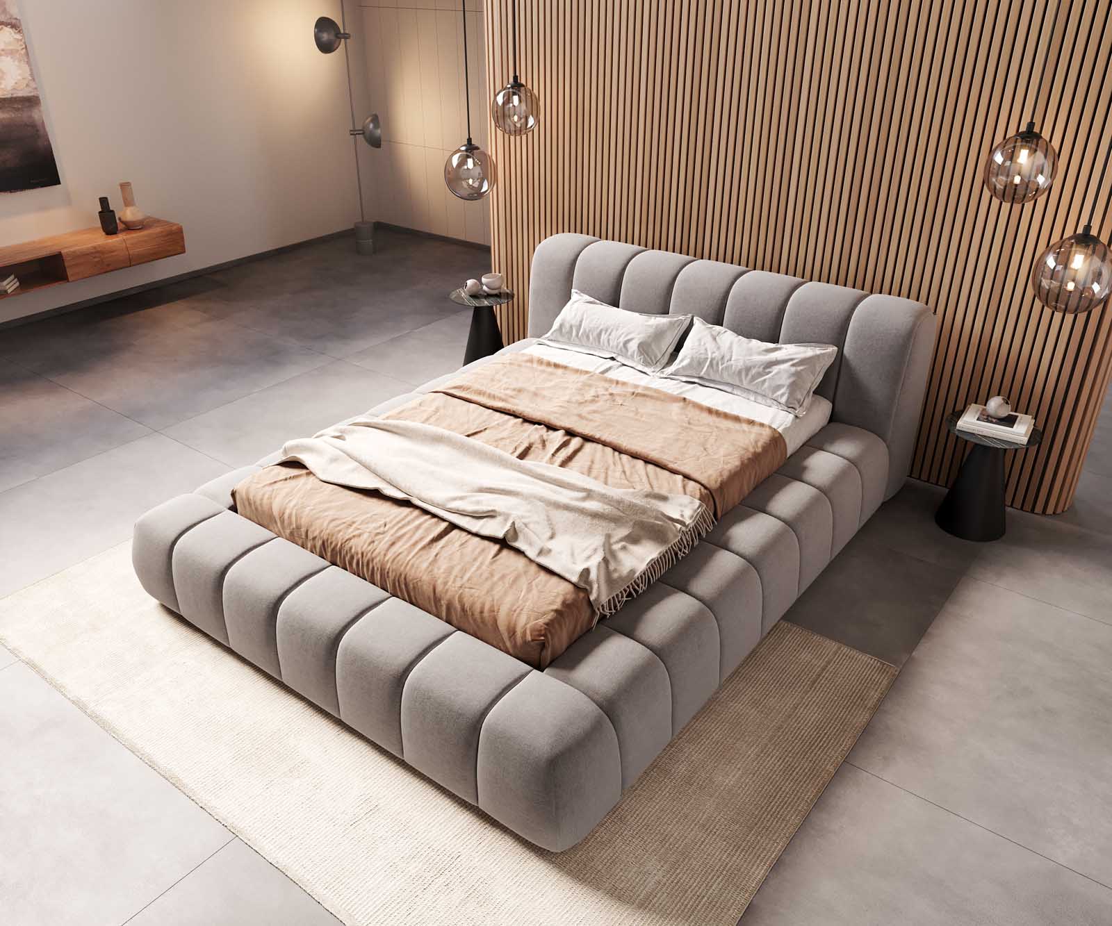 Sommier-rembourré Cutio 140x200 cm microfibre grise 3