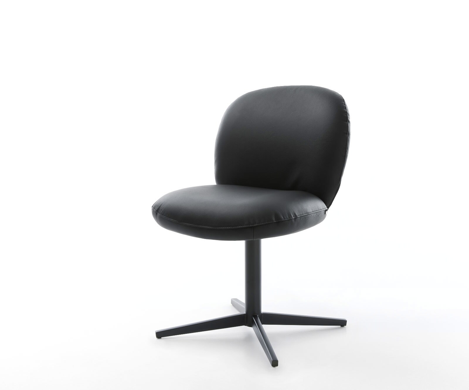 Chaise-pivotante Nube-Flex cuir de vache noir pied de chaise 4 branches noir pivotement sur 360° ressorts ensachés