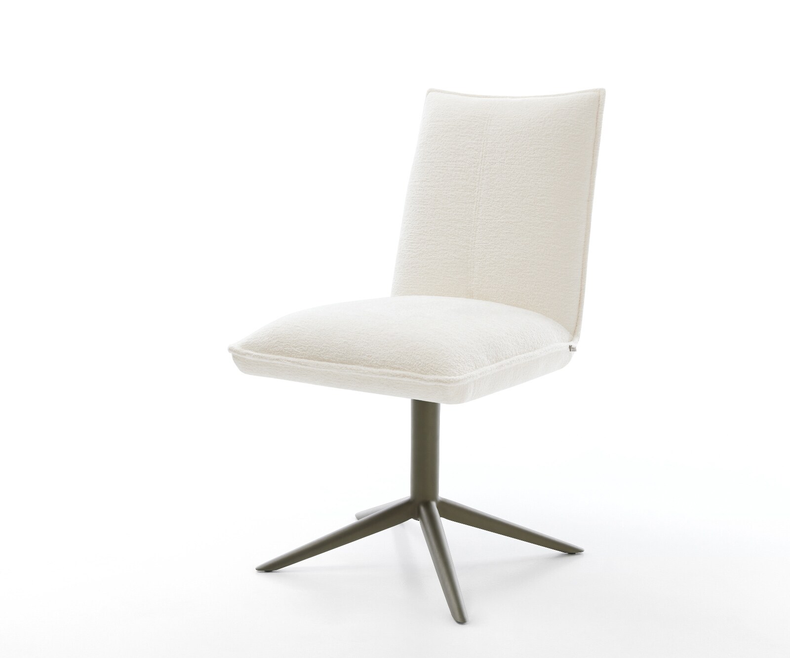 Chaise-pivotante Lelio-Flex bouclé doux beige pied de chaise 4 branches aspect titane pivotement sur 360° fonction bascule resorts ensachés