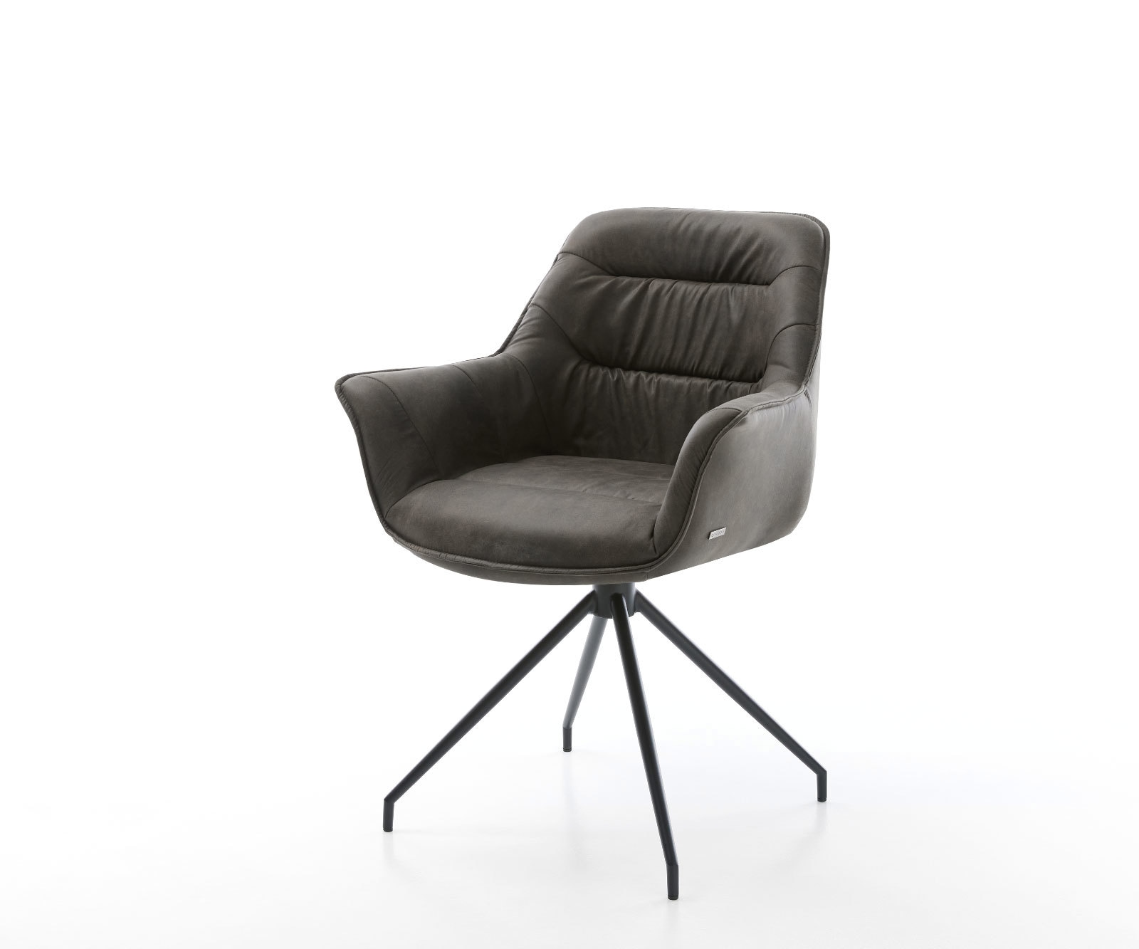Chaise-de-salle-à-manger Kaira-Flex microvelours anthracite vintage pied croisé conique noir