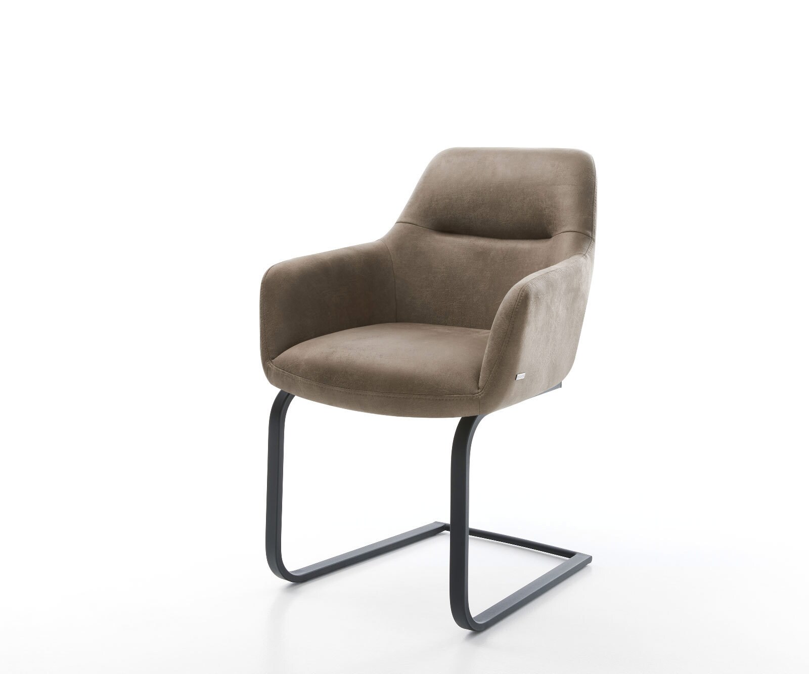 Cantilever Pejo-Flex microvelours taupe vintage pied cantilever plat noir ressorts ensachés