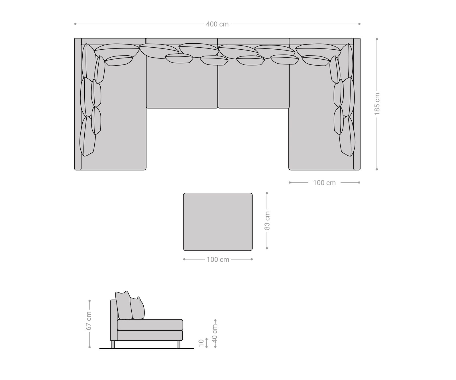 Canapé-panoramique Clovis XL marron look antique tabouret modulaire  6