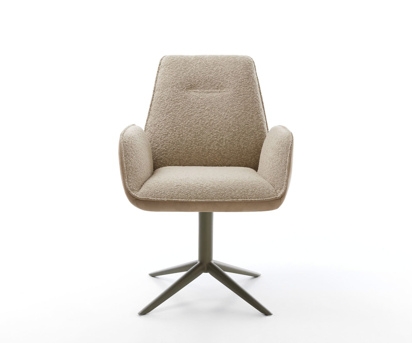 Chaise-pivotante Zoa-Flex tissu mixte couleur boue pied de chaise 4 branches aspect titane pivotement sur 360° fonction bascule ressorts ensachés 1