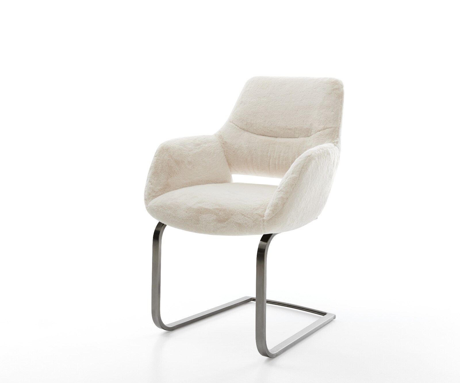 Cantilever Yago-Flex avec accoudoirs peluche crème-blanc pied cantilever plat grafiete resorts ensachés 1