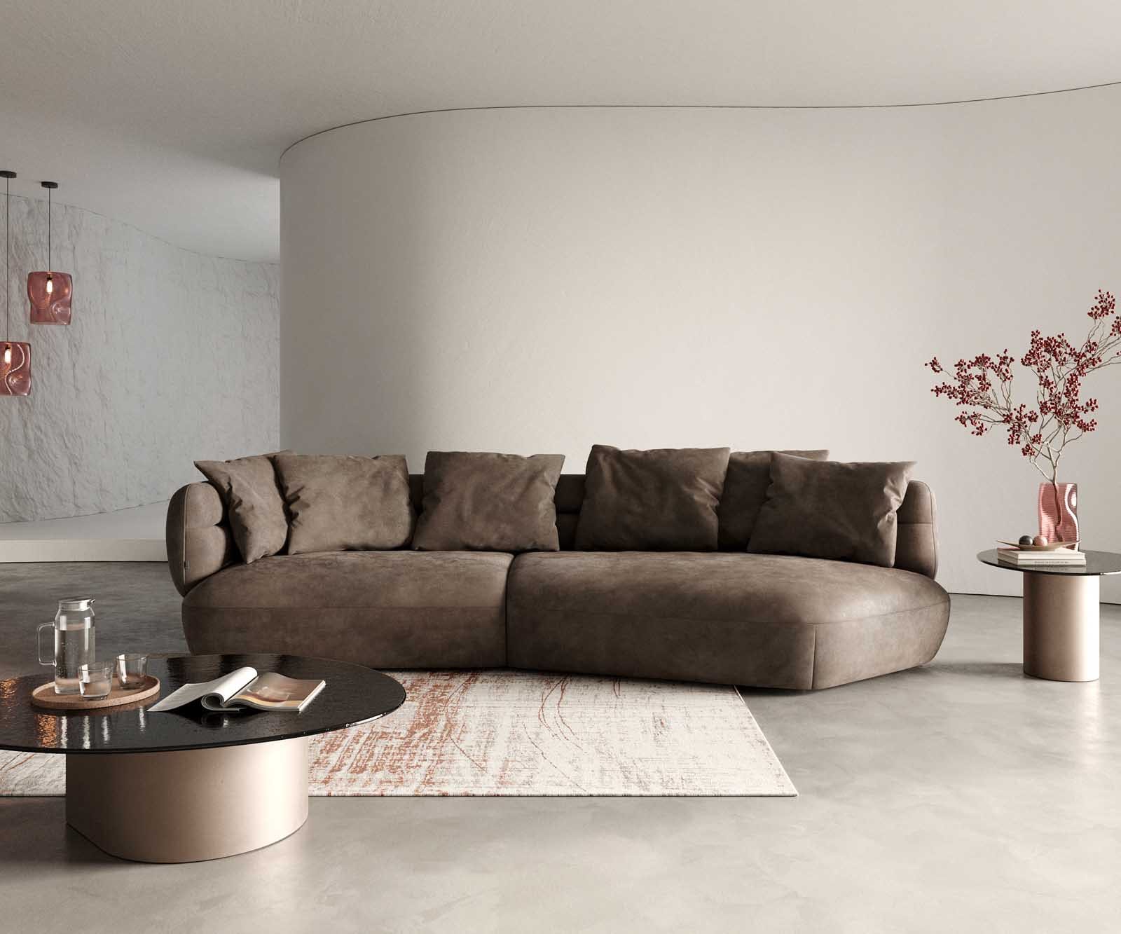 Canapé Roya 320x140 cm microfibre taupe vintage Canapé Roya 320x140 cm microfibre taupe vintage