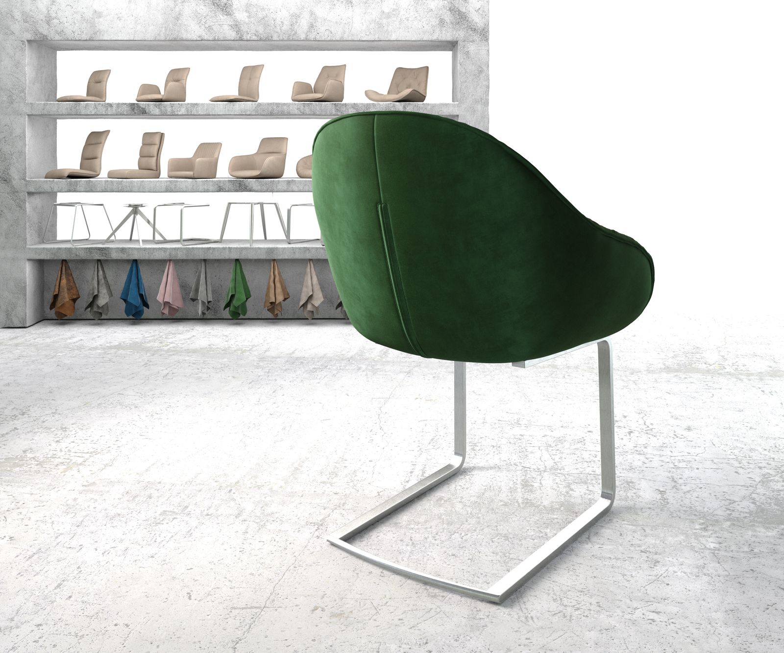 Cantilever Gaio-Flex velours vert cantilever plat acier inoxydable 2