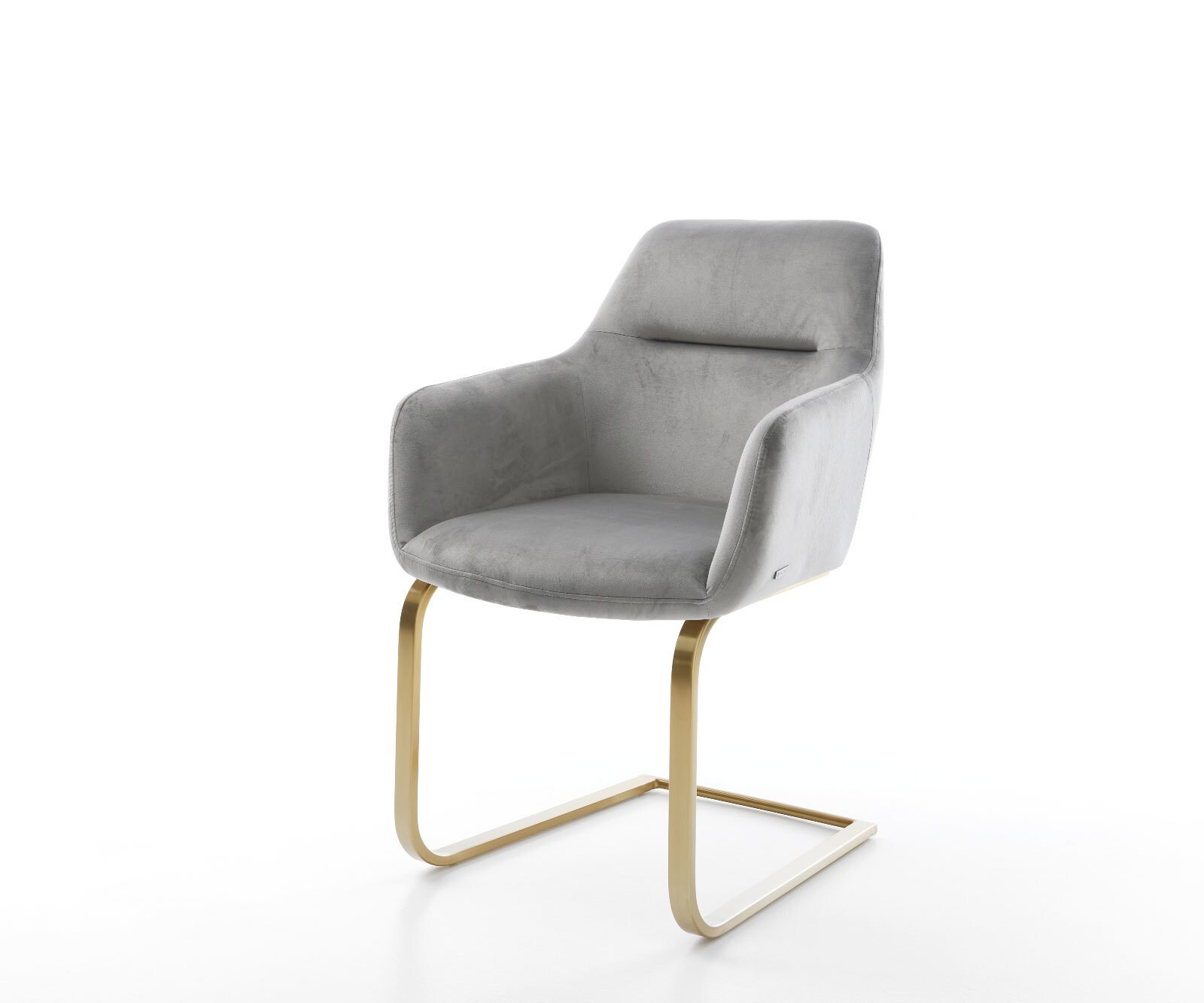 Cantilever Pejo-Flex velours gris pied cantilever plat or ressorts ensachés