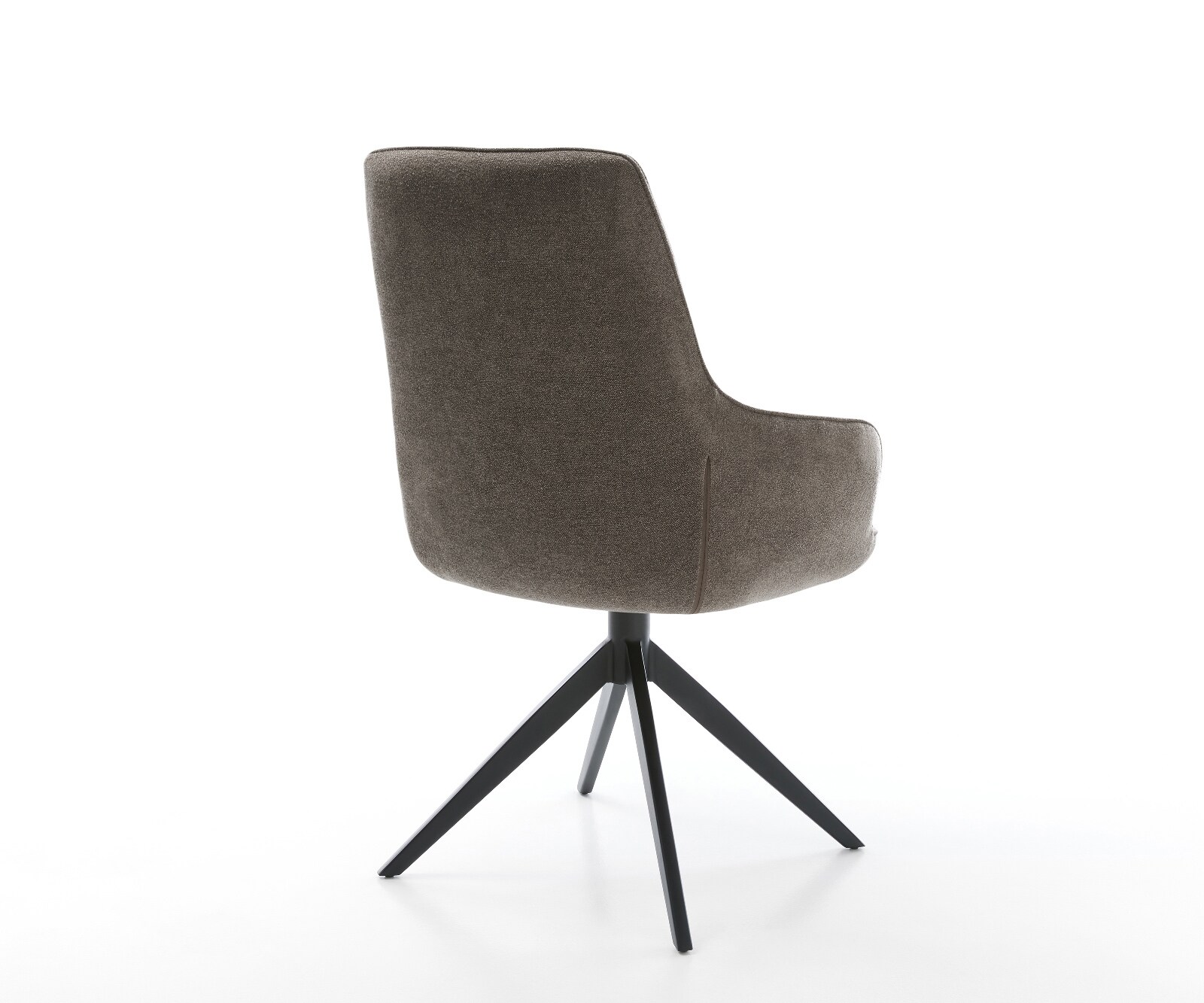 Chaise-pivotante Zelia-Flex avec accoudoirs tissu structuré doux taupe pied croisé large noir pivotement sur 360° fonction bascule ressorts ensachés 5