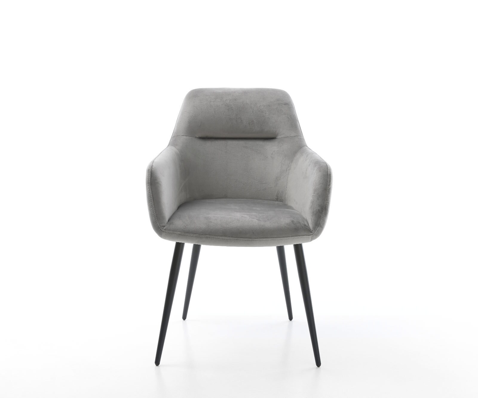 Chaise-de-salle-à-manger Pejo-Flex velours gris 4 pieds coniques noir ressorts ensachés 1