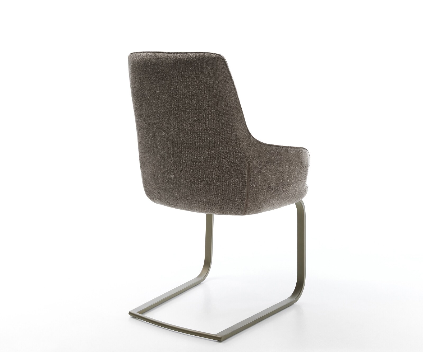 Cantilever Zelia-Flex avec accoudoirs tissu structuré doux taupe pied cantilever plat aspect titane ressorts ensachés 5