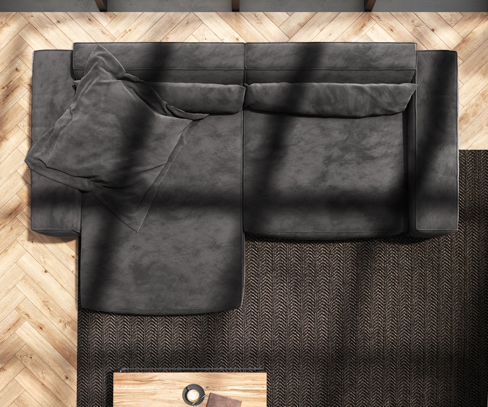 Canapé d'angle Sirpio XL 270x170 cm Microfibre Noir Recamiere variable 8