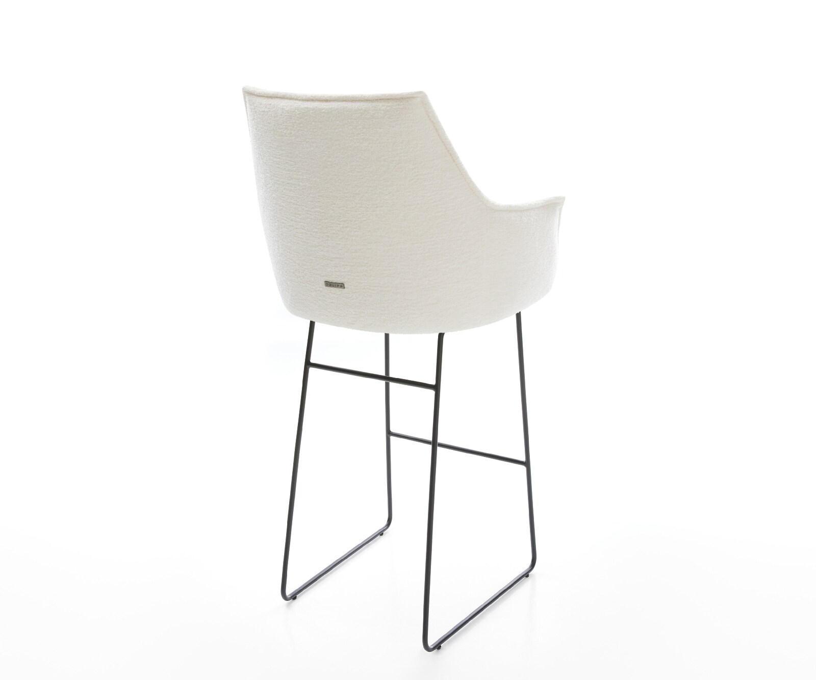 Chaise-de-bar Alja-Flex Bouclé doux Beige Pied trapèze noir Noir Ressort ensaché 4