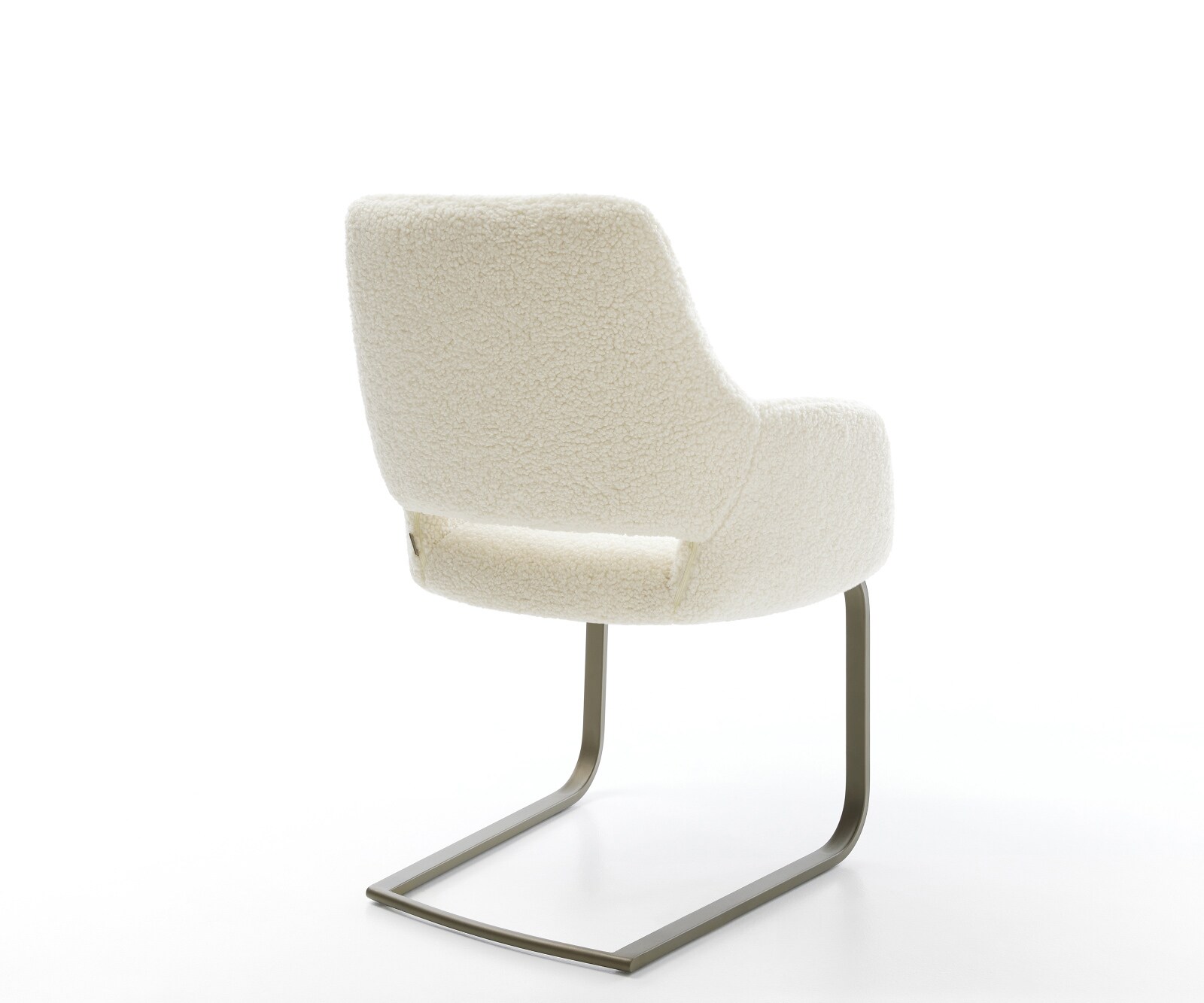 Cantilever Yago-Flex avec accoudoirs tissu teddy beige pied cantilever plat aspect titane resorts ensachés 5