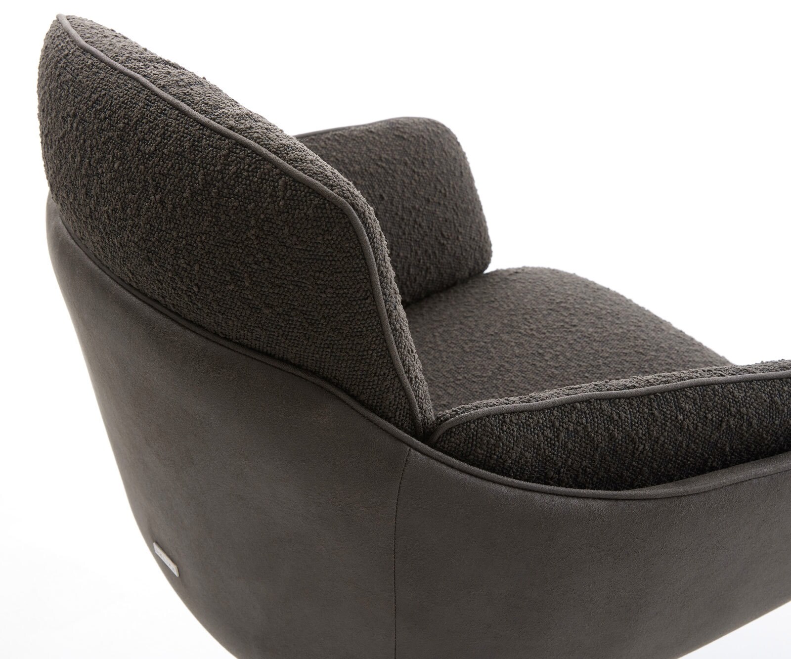 Chaise-pivotante Luan-Flex avec accoudoirs tissu mixte noir pied de chaise 4 branches acier inoxydable brossé pivotement sur 360° fonction bascule 4