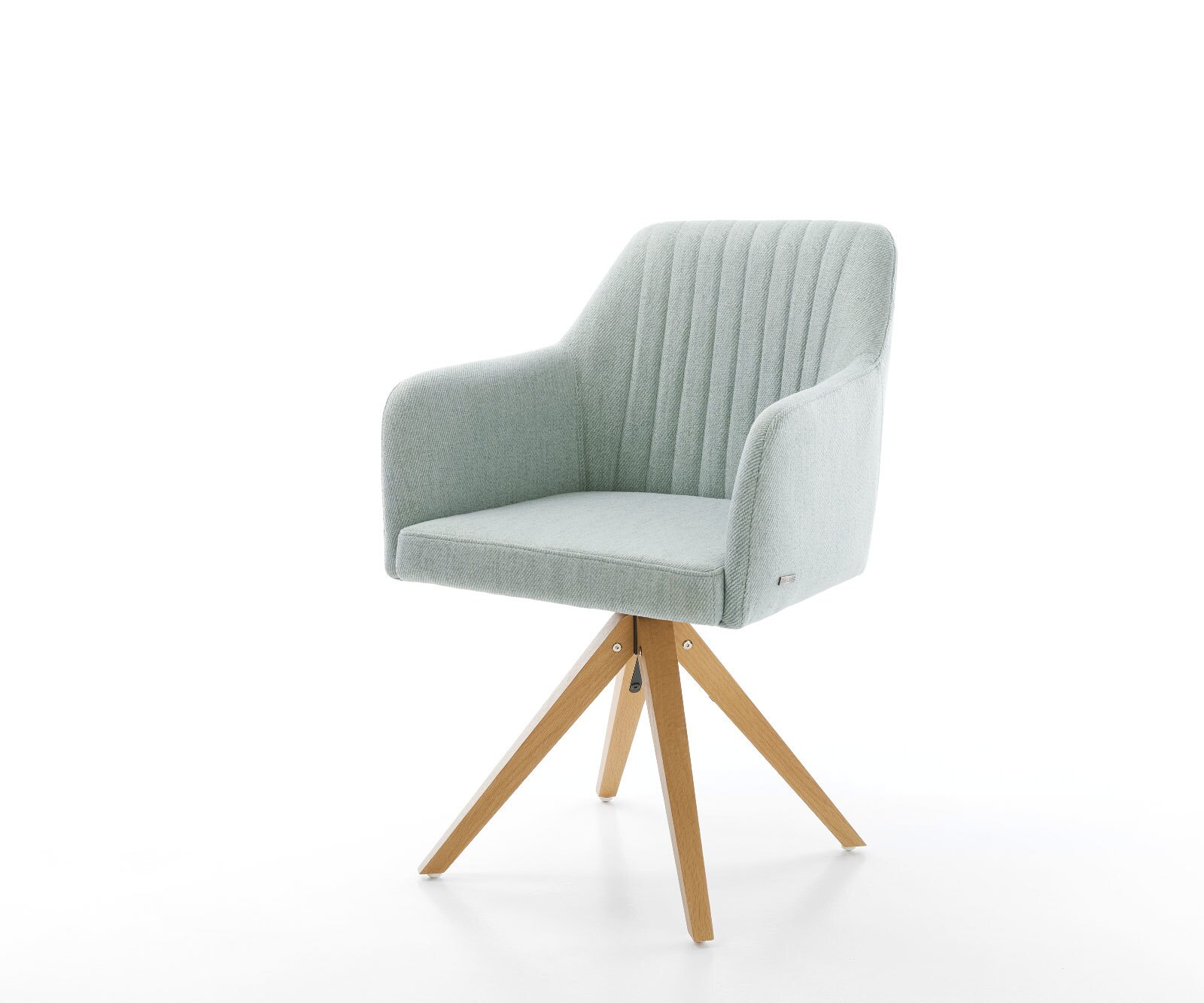 Chaise-de-salle-à-manger Greg-Flex rayures Vert menthe pied en bois angulaire naturel