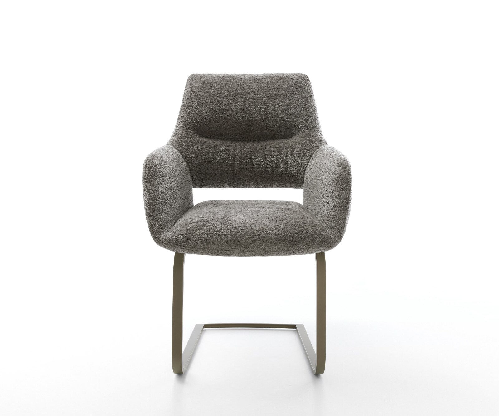 Cantilever Yago-Flex avec accoudoirs bouclé doux couleur boue pied cantilever plat aspect titane resorts ensachés 2