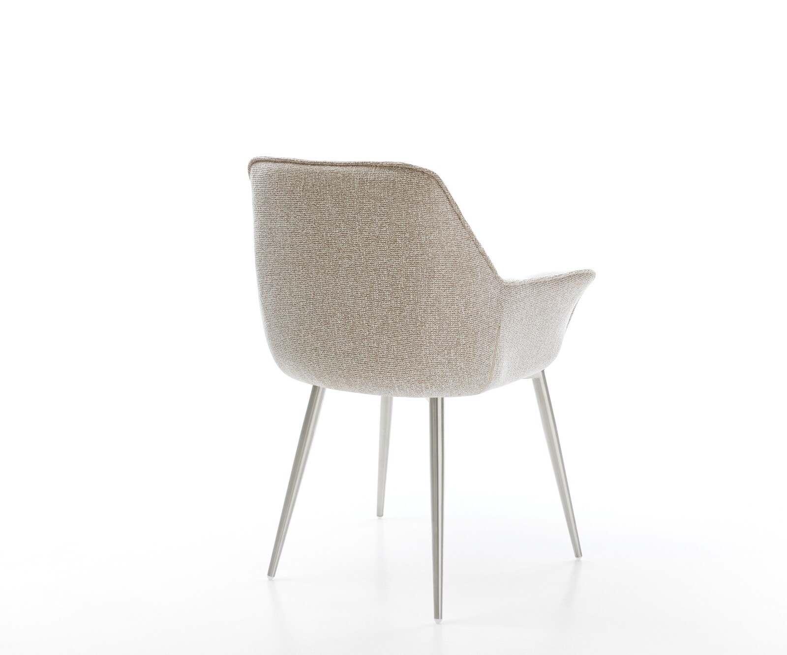 Chaise-de-salle-à-manger Kaira-Flex tissu tissé doux beige 4 pieds coniques acier inoxydable 5