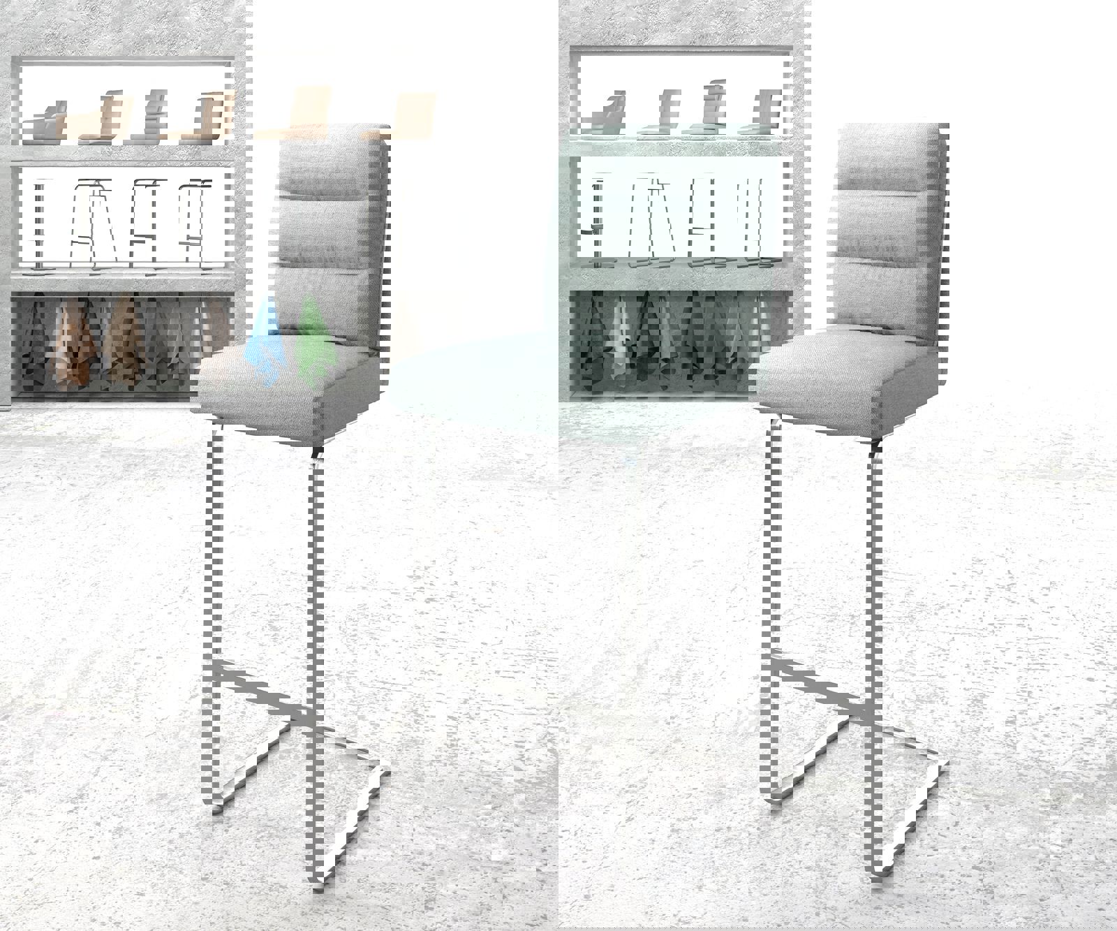 Chaise-de-bar Pela-Flex rayures menthe chaise cantilever acier plat inoxydable