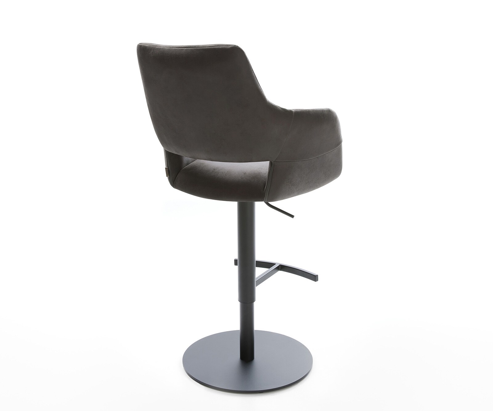 Chaise-de-bar Yago-Flex microfibre anthracite vintage pied pivotant réglable en hauteur métal noir pivotant ressorts ensachés 4