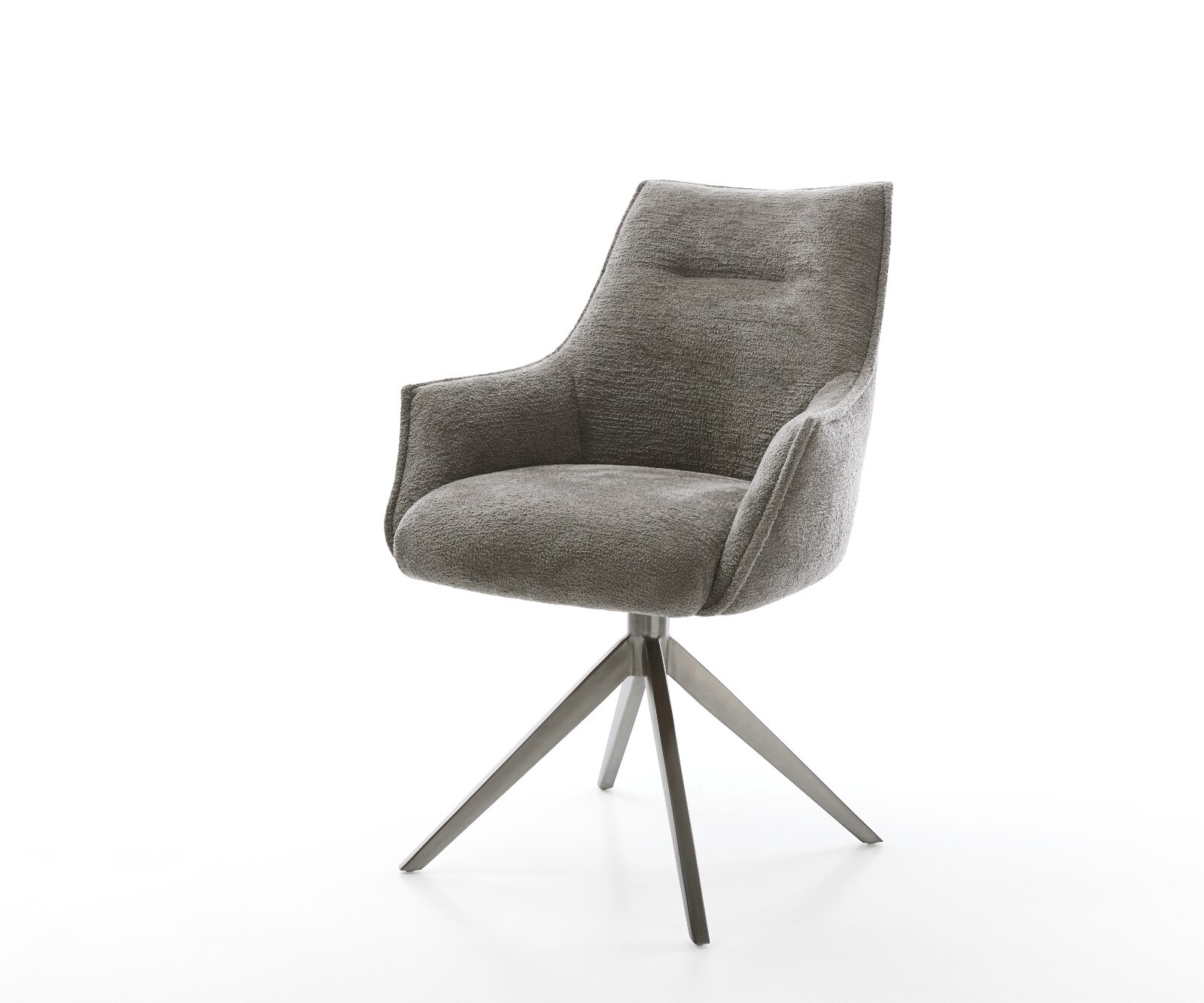 Chaise-pivotante Alja-Flex avec accoudoirs bouclé doux couleur boue pied croisé large grafiete pivotement sur 360° fonction bascule resorts ensachés 1