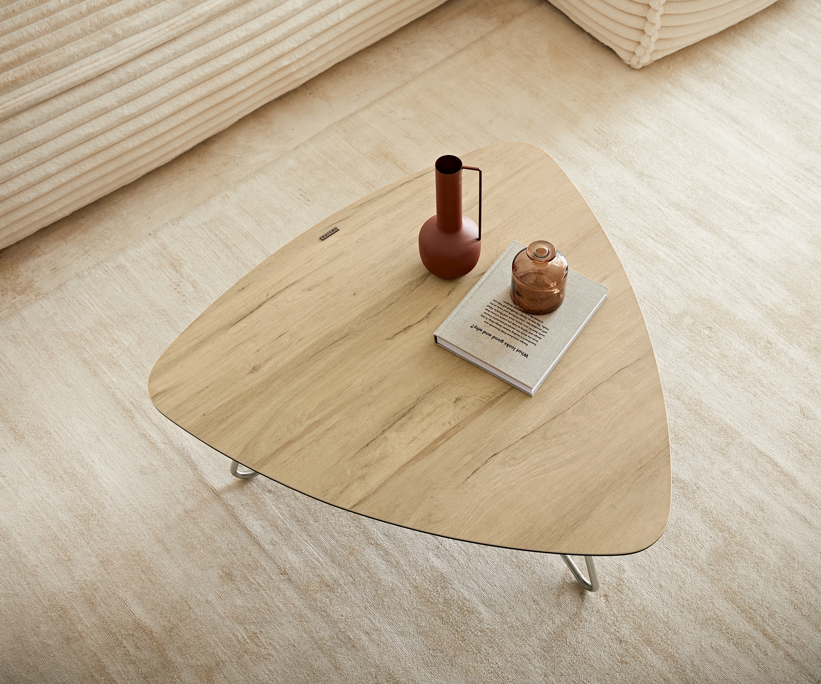 Table-basse Ekrem 88x85 cm céramique Laminam® Sabbia couleur chêne piètement croisé rond acier inoxydable 4 Table-basse Ekrem 88x85 cm céramique Laminam® Sabbia couleur chêne piètement croisé rond acier inoxydable 4