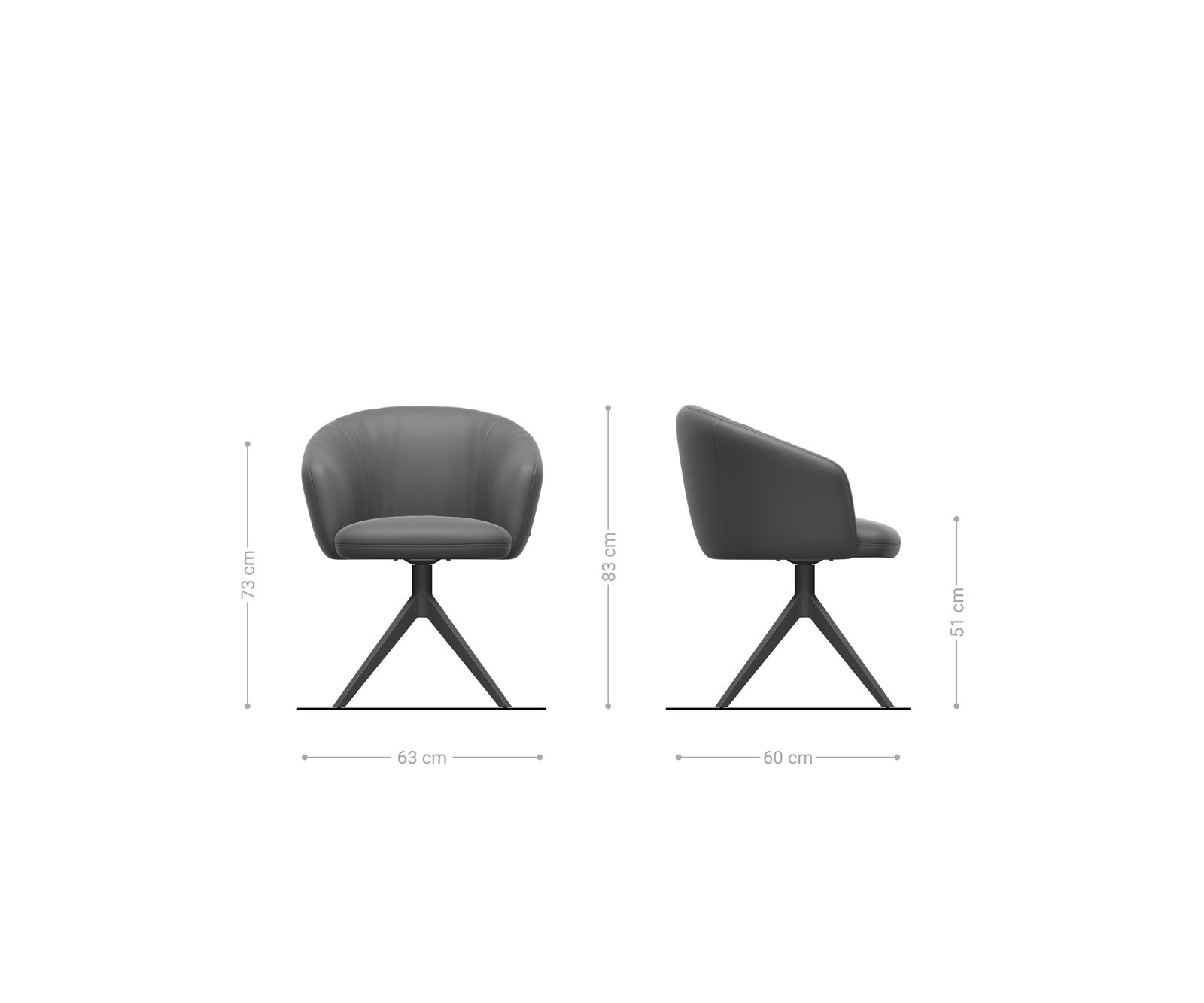 Chaise-pivotante Caja-Flex avec accoudoirs bouclé gris argenté pied croisé large noir pivotement sur 360° ressorts ensachés 6