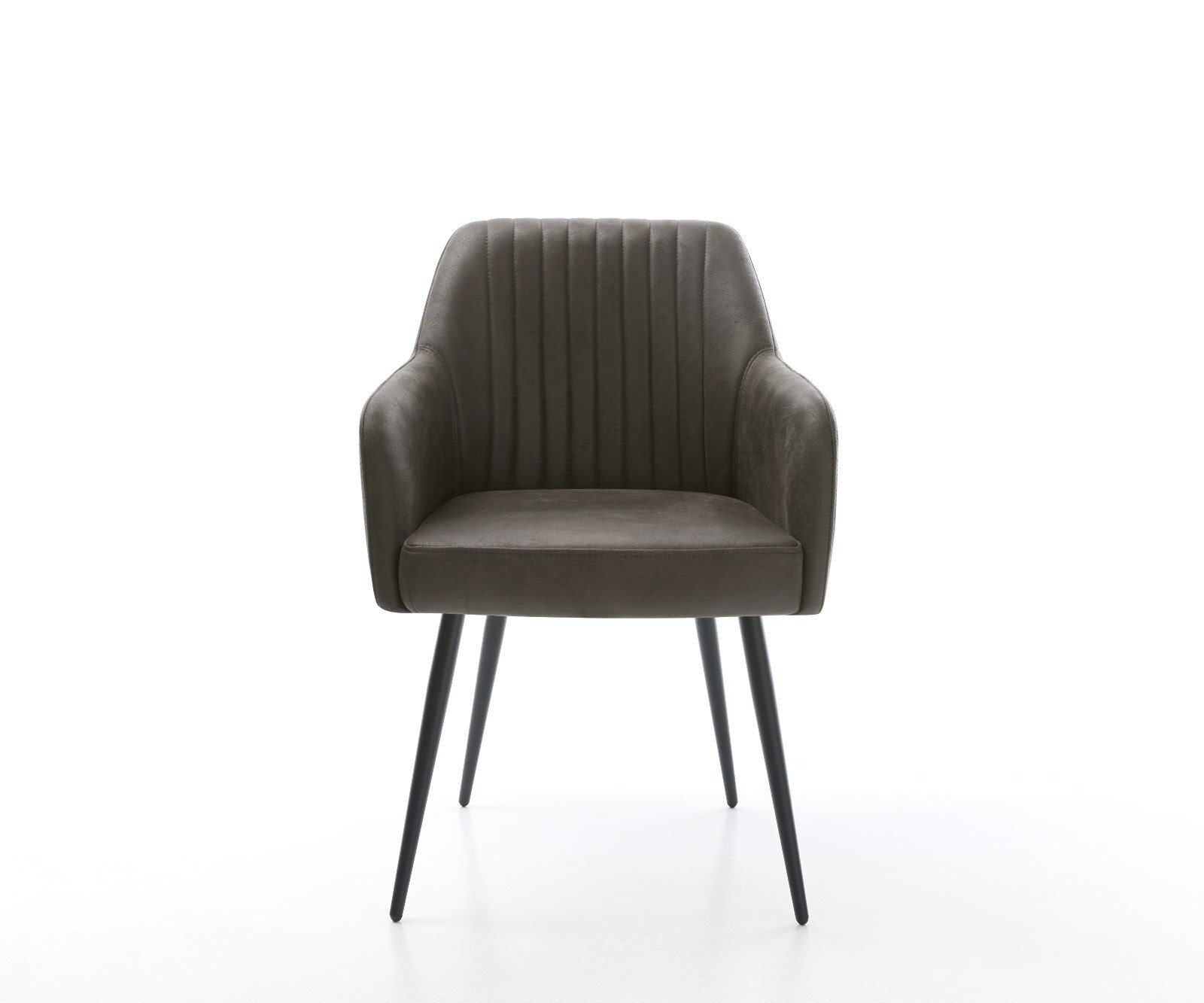 Chaise-de-salle-à-manger Greg-Flex microvelours anthracite vintage 4 pieds coniques noir ressorts ensachés 1