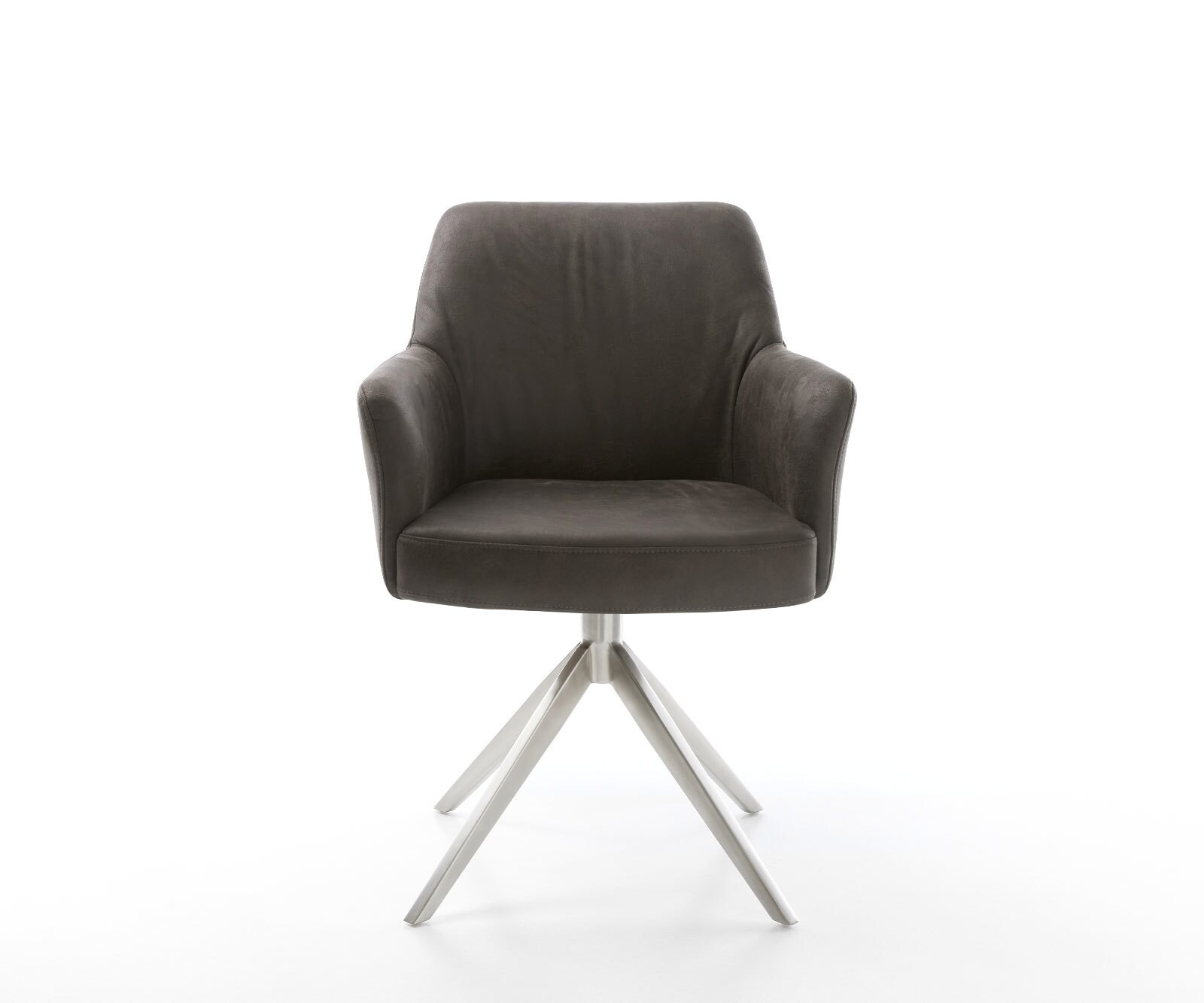 Chaise-pivotante Xana-Flex microvelours anthracite vintage pied croisé large acier inoxydable brossé pivotement sur 360° fonction bascule ressorts ensachés 1