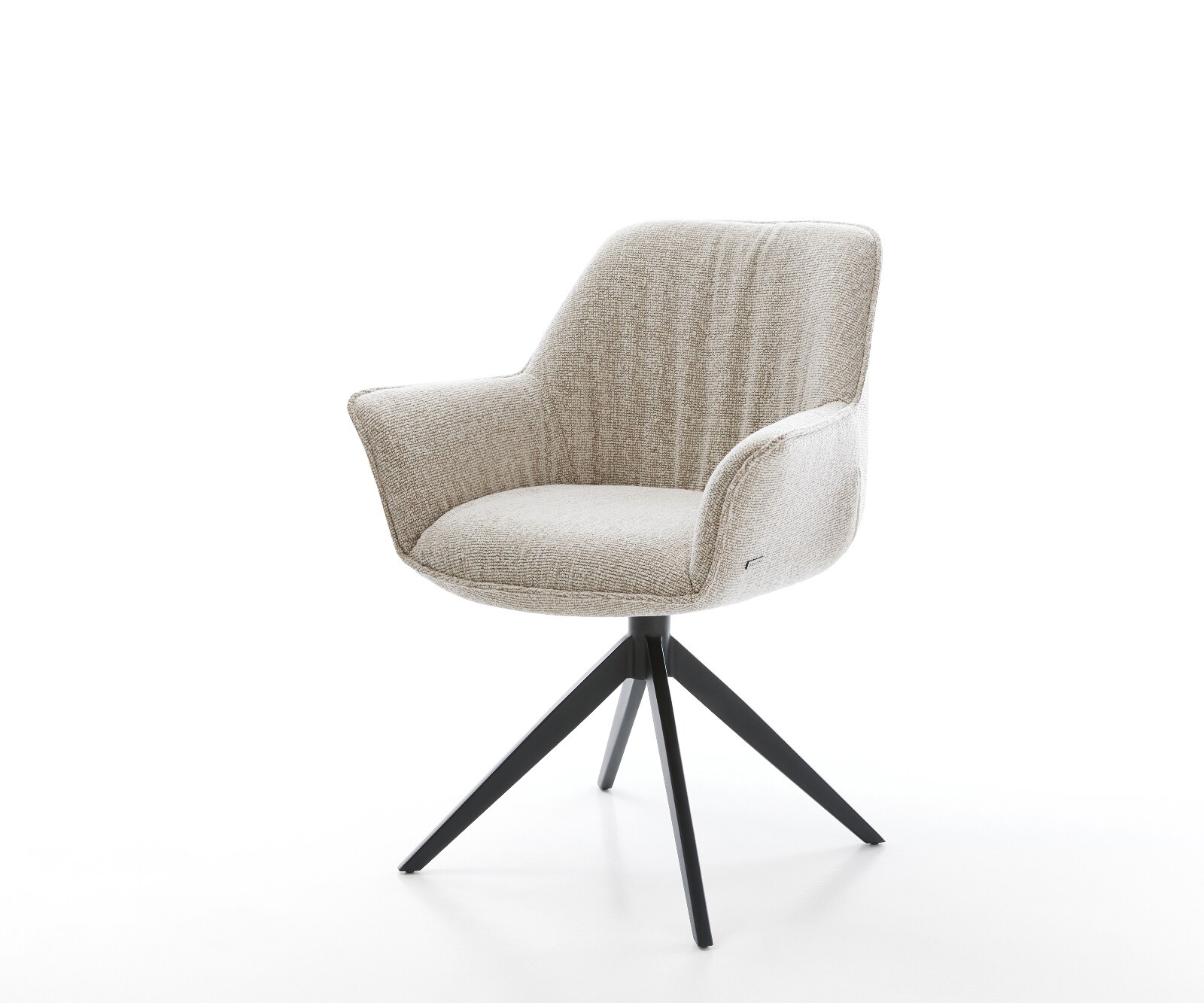 Chaise-pivotante Keila-Flex avec accoudoirs tissu tissé doux beige pied croisé large noir pivotement sur 360° fonction bascule 1