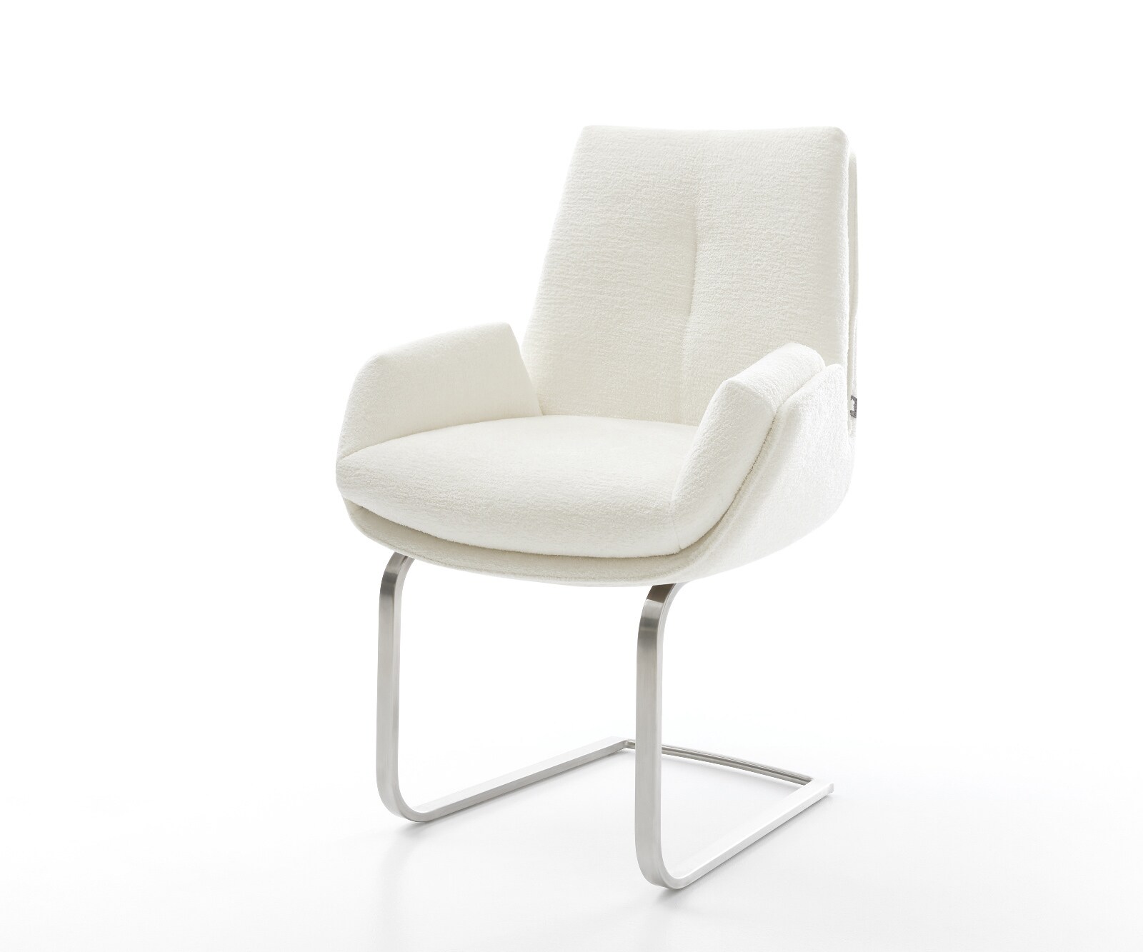 Cantilever Clea-Flex bouclé doux beige pied cantilever plat acier inoxydable 1