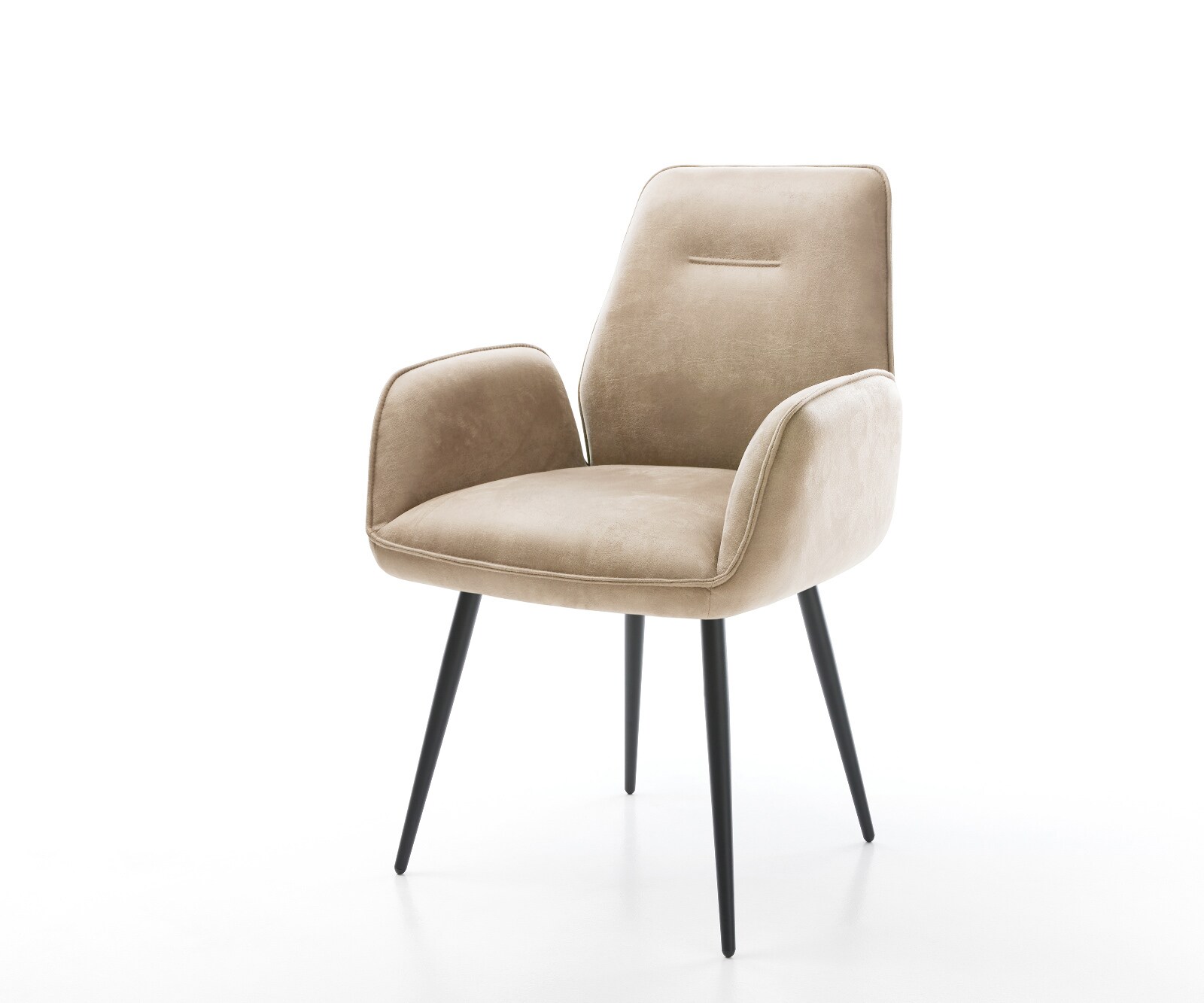 Chaise-de-salle-à-manger Zoa-Flex microvelours beige vintage 4 pieds coniques noir ressorts ensachés