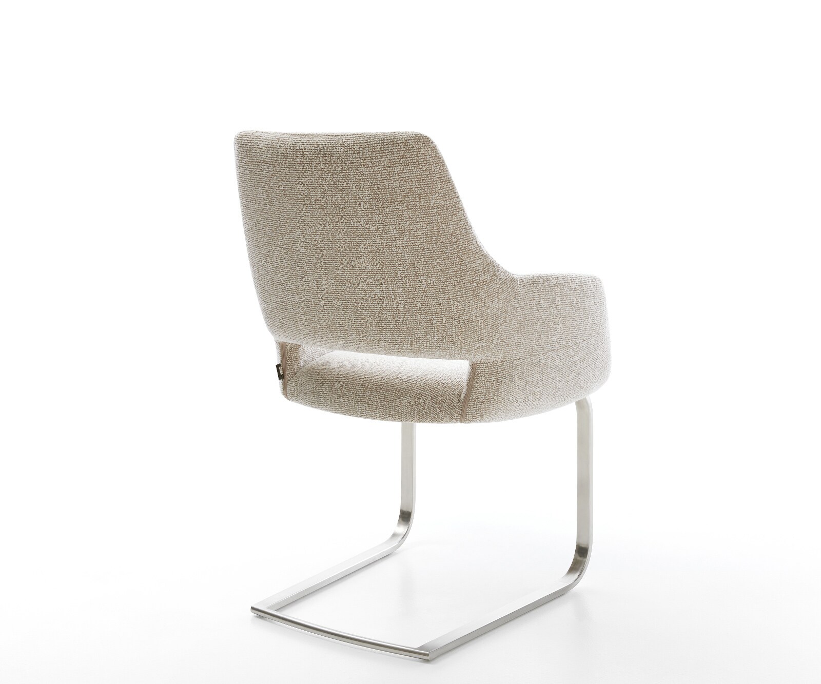 Cantilever Yago-Flex avec accoudoirs tissu tissé doux beige pied cantilever plat acier inoxydable resorts ensachés 5