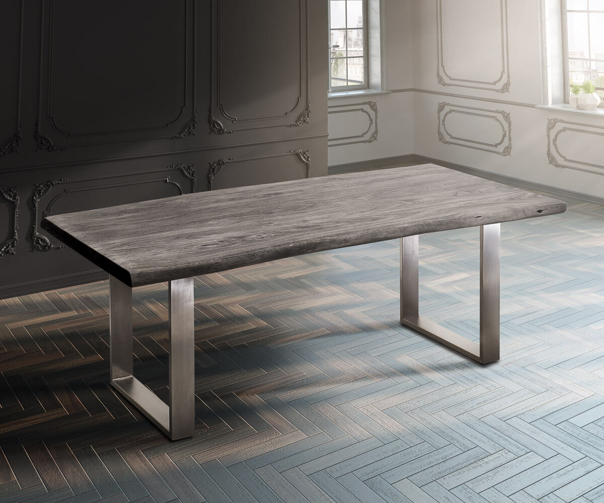 Plateau-de-table-à-manger Edge 200x100cm XL acacia platine Live-Edge 4