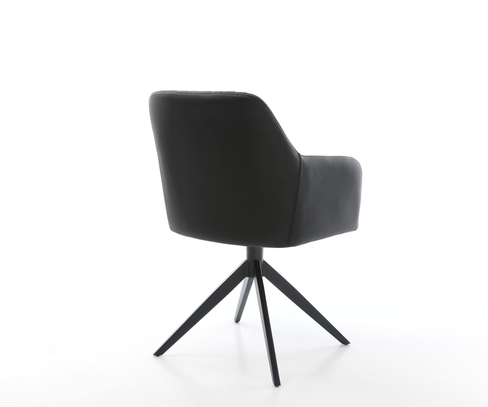 Chaise-de-salle-à-manger Greg-Flex cuir de vache noir pied croisé large noir ressorts ensachés 4