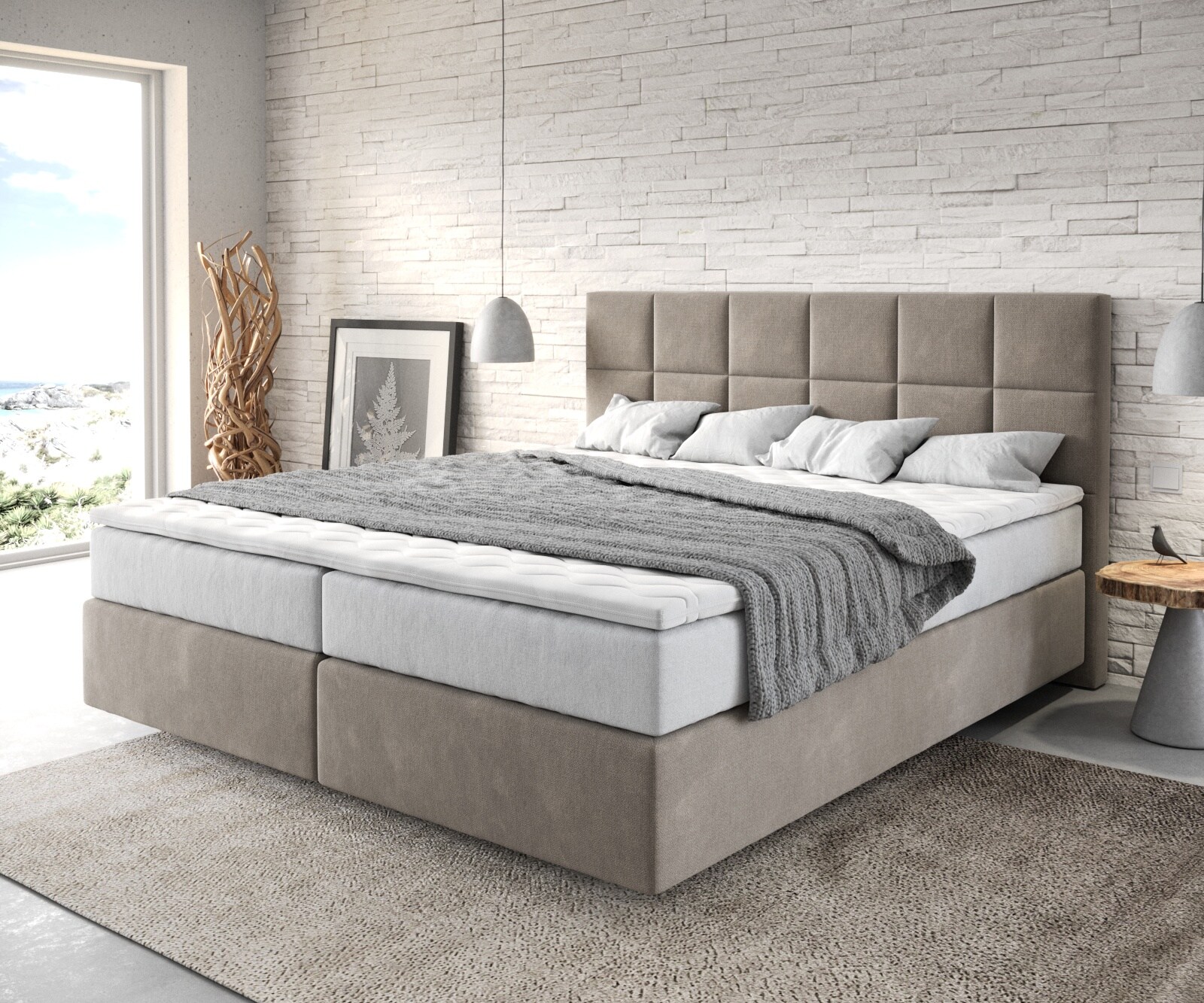 Lit-à-sommier-tapissier Dream-Fine avec matelas et sur-matelas